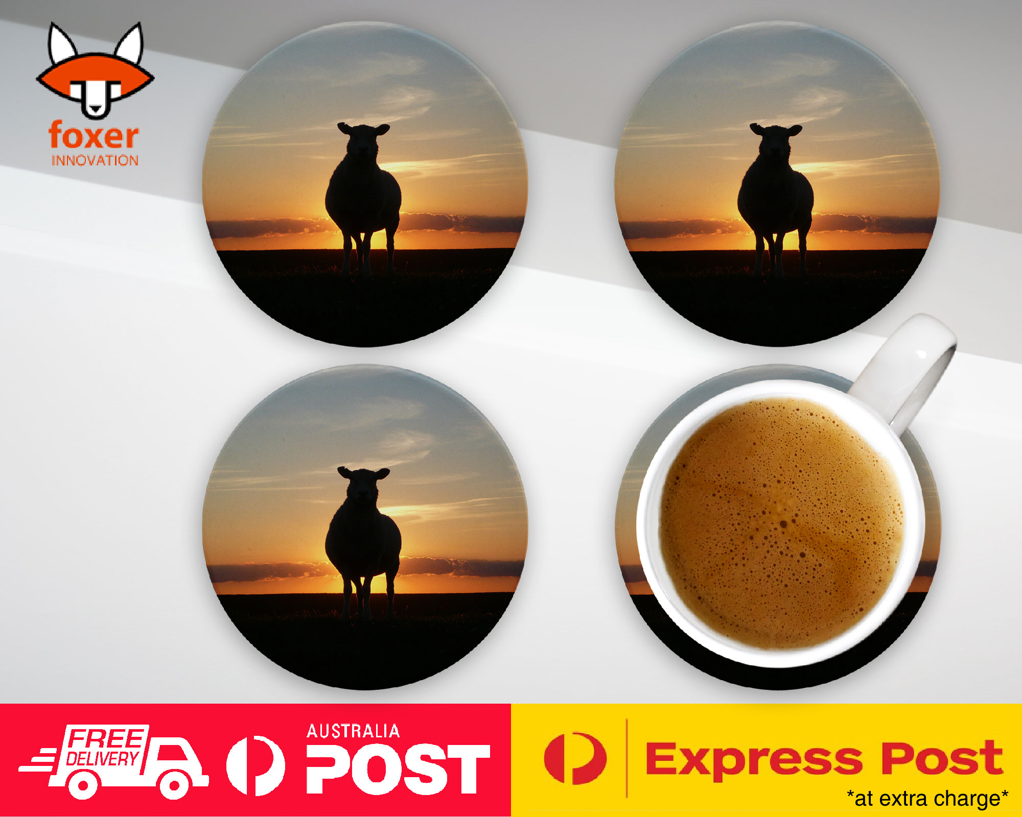 COASTER COFFEE DRINKING MAT|CUTE LAMB SHEEP GOAT FARM #12