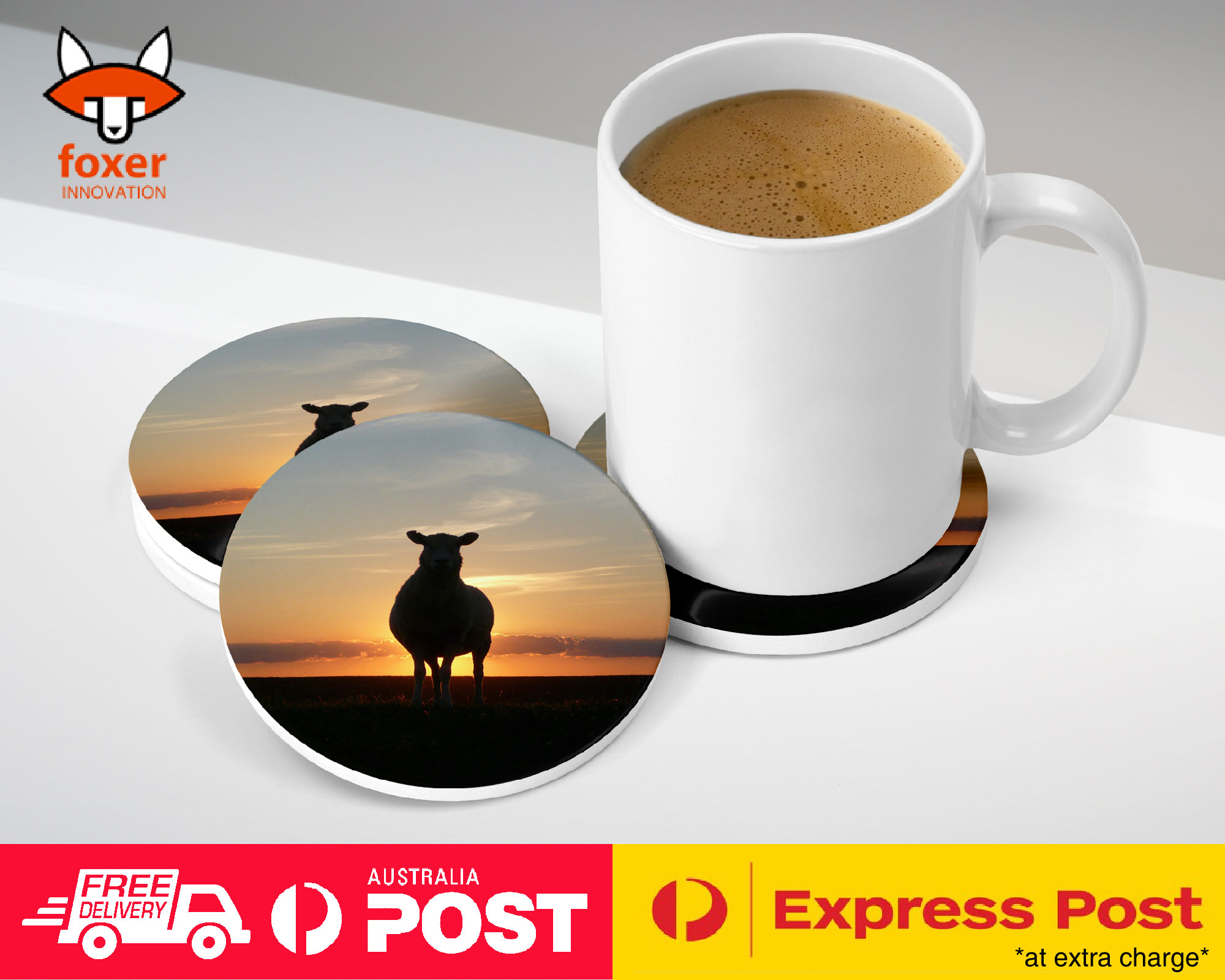 COASTER COFFEE DRINKING MAT|CUTE LAMB SHEEP GOAT FARM #12