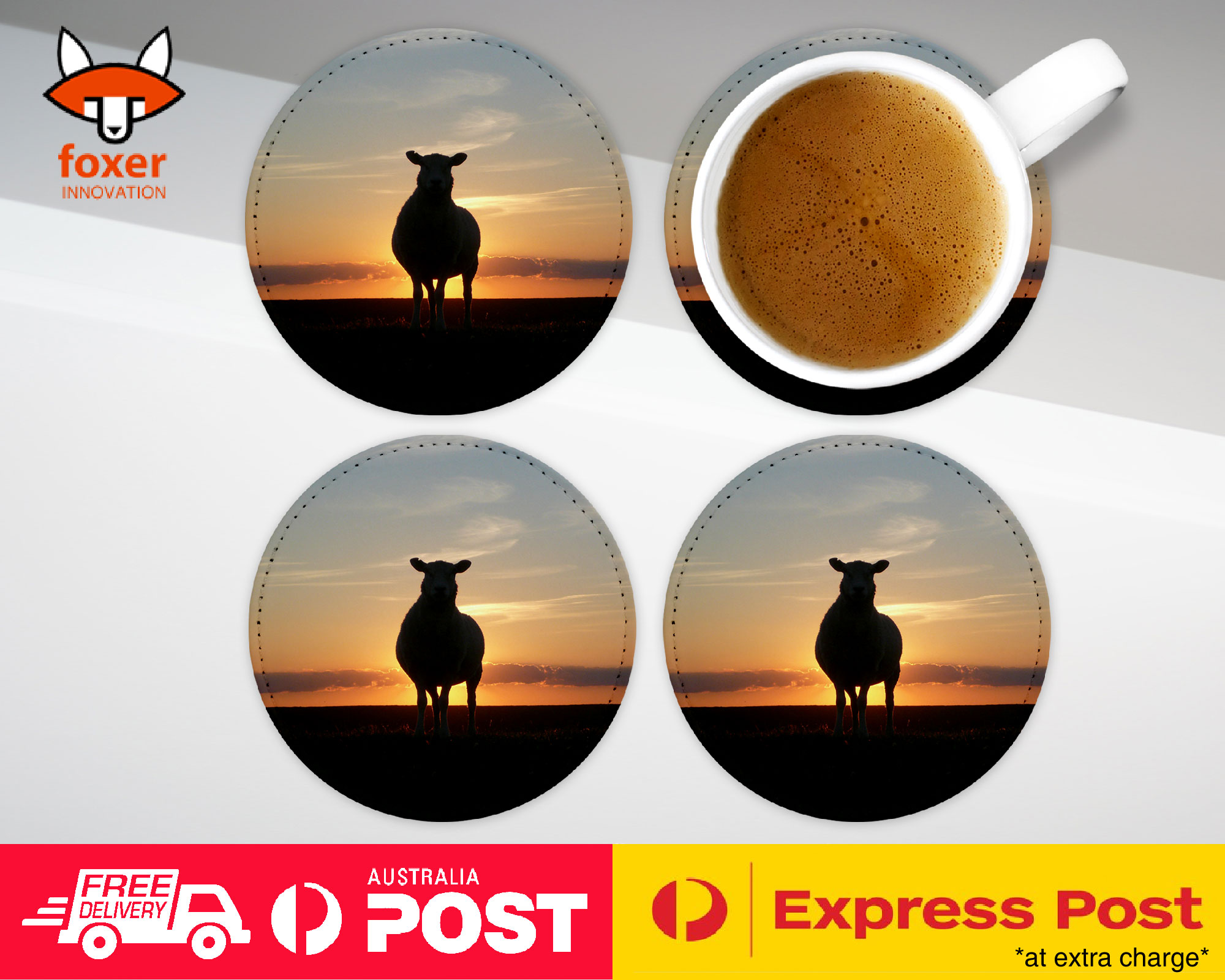 COASTER COFFEE DRINKING MAT|CUTE LAMB SHEEP GOAT FARM #12