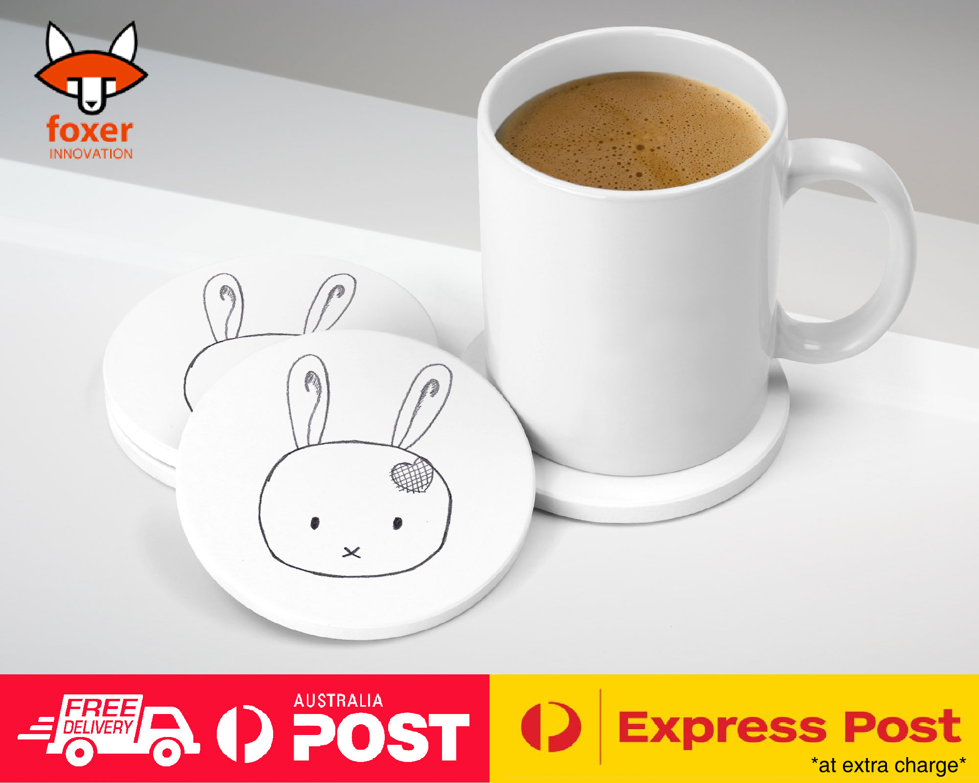COASTER COFFEE DRINKING MAT|BUNNY RABBIT HAMSTER SKETCH #3