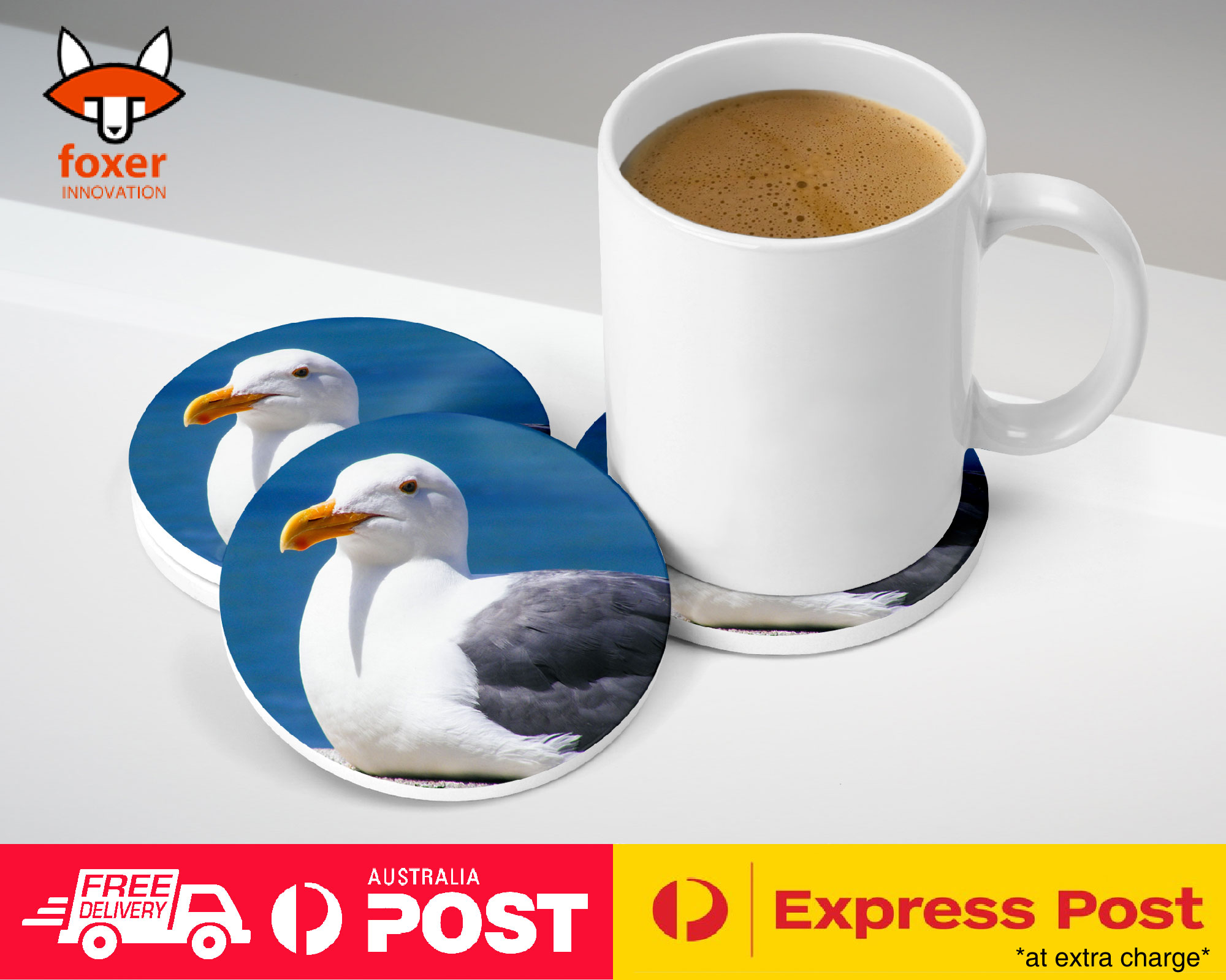 COASTER COFFEE DRINKING MAT|SEAGULL GULL BIRD SEABIRD #12