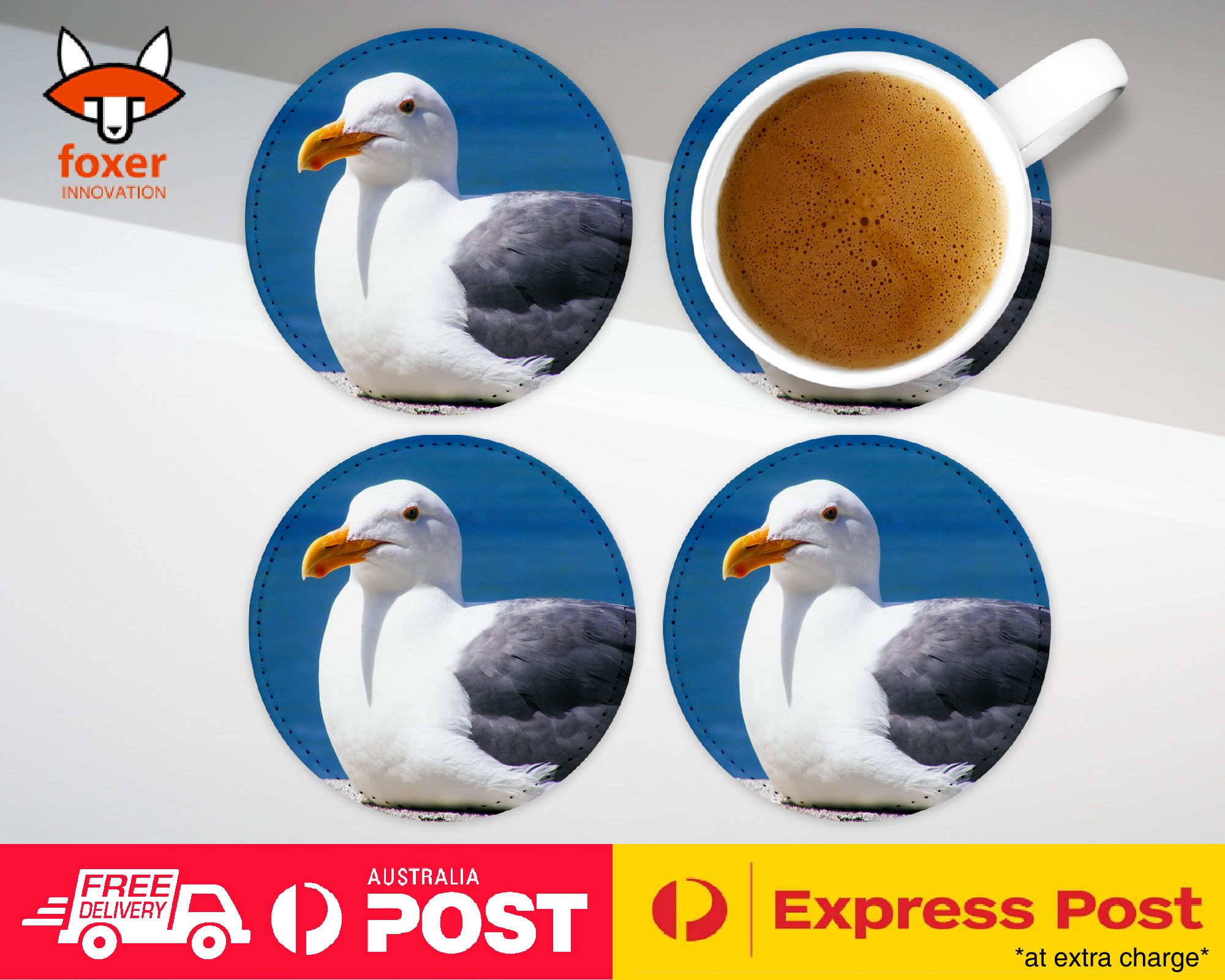 COASTER COFFEE DRINKING MAT|SEAGULL GULL BIRD SEABIRD #12