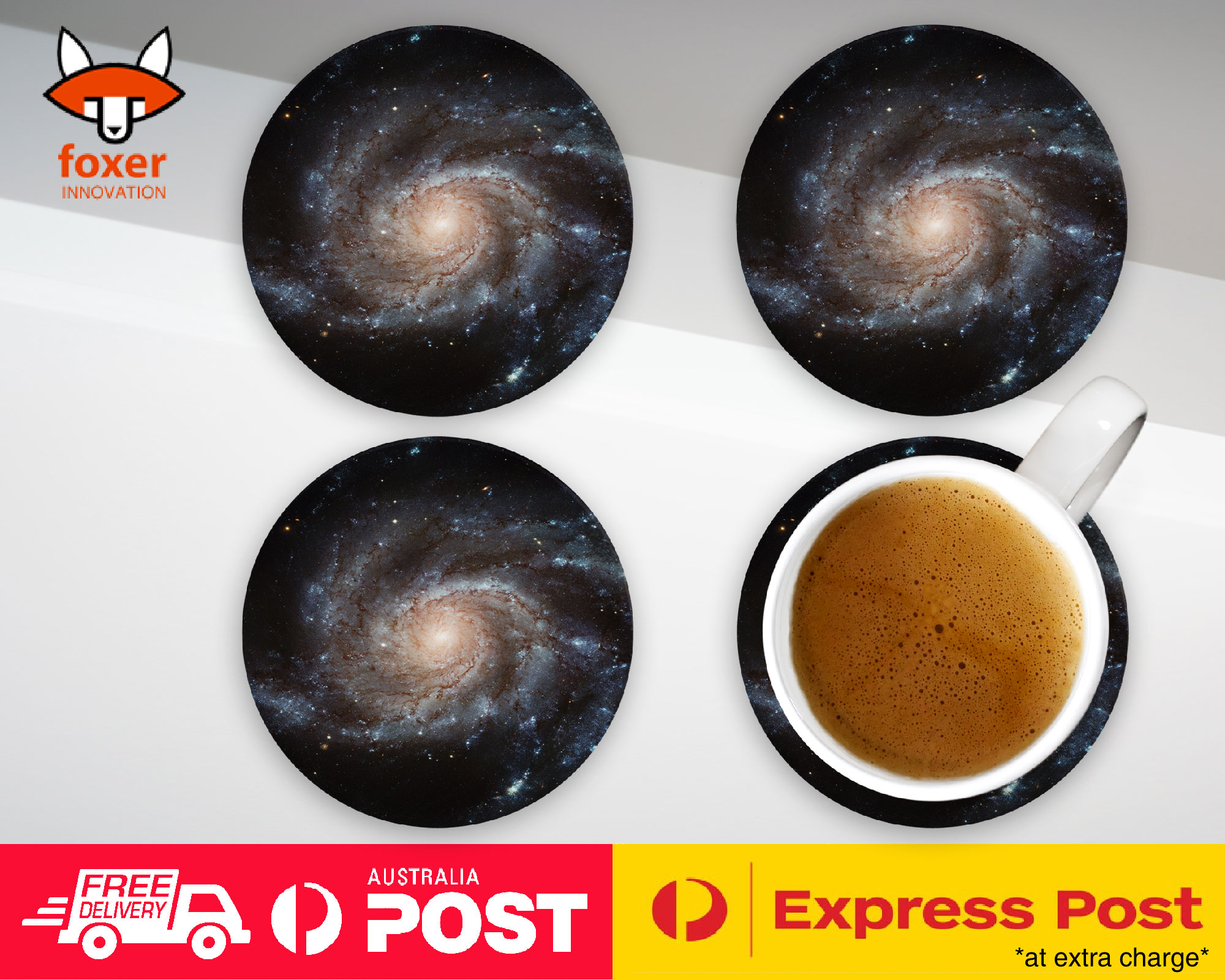 COASTER COFFEE DRINKING MAT|SPIRAL GALAXY STARS SPACE GRAVITY