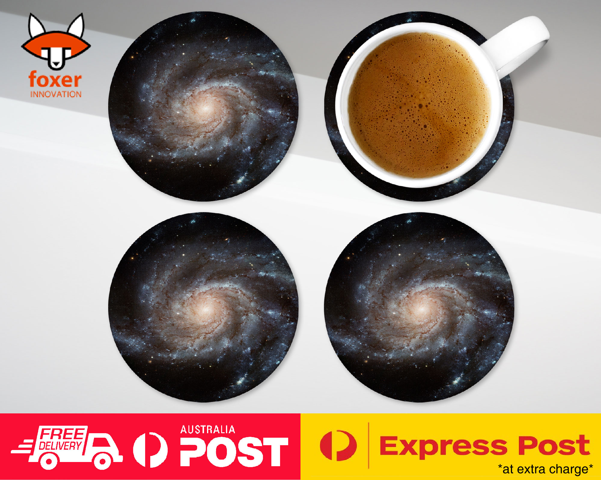 COASTER COFFEE DRINKING MAT|SPIRAL GALAXY STARS SPACE GRAVITY