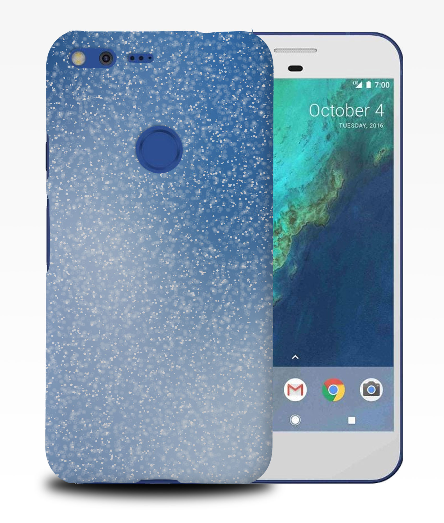 CASE COVER FOR GOOGLE PIXEL|CUTE BLUE AND WHITE SNOW PATTERN - Picture 10 of 11
