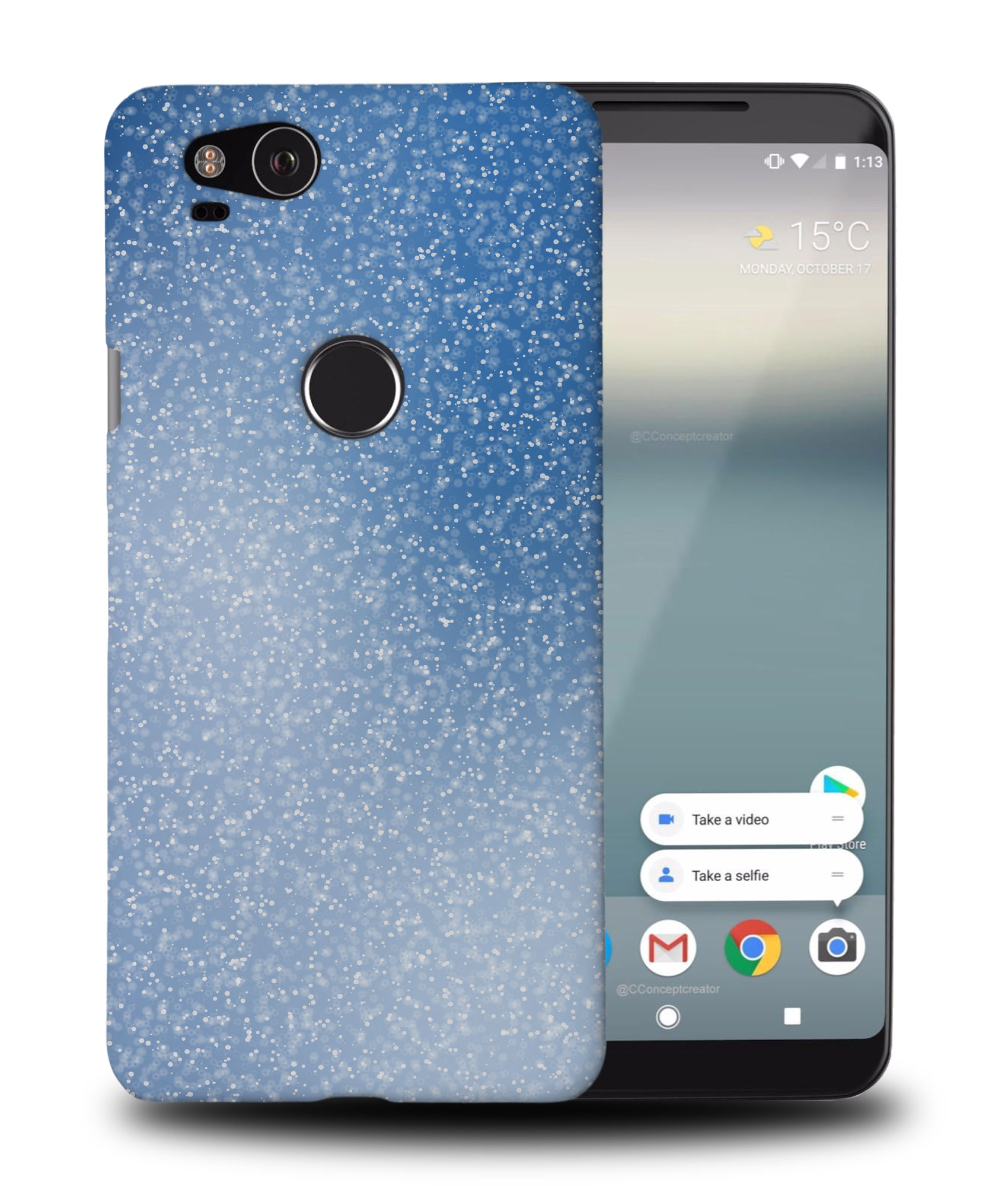 CASE COVER FOR GOOGLE PIXEL|CUTE BLUE AND WHITE SNOW PATTERN - Picture 9 of 11
