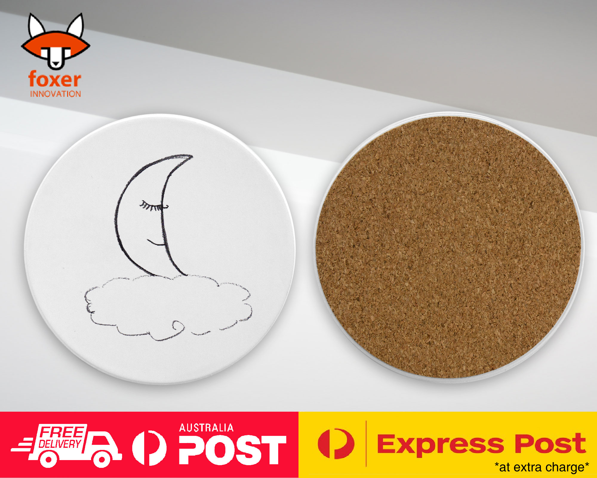 COASTER COFFEE DRINKING MAT|MOON CLOUD SKETCH ART DRAWING