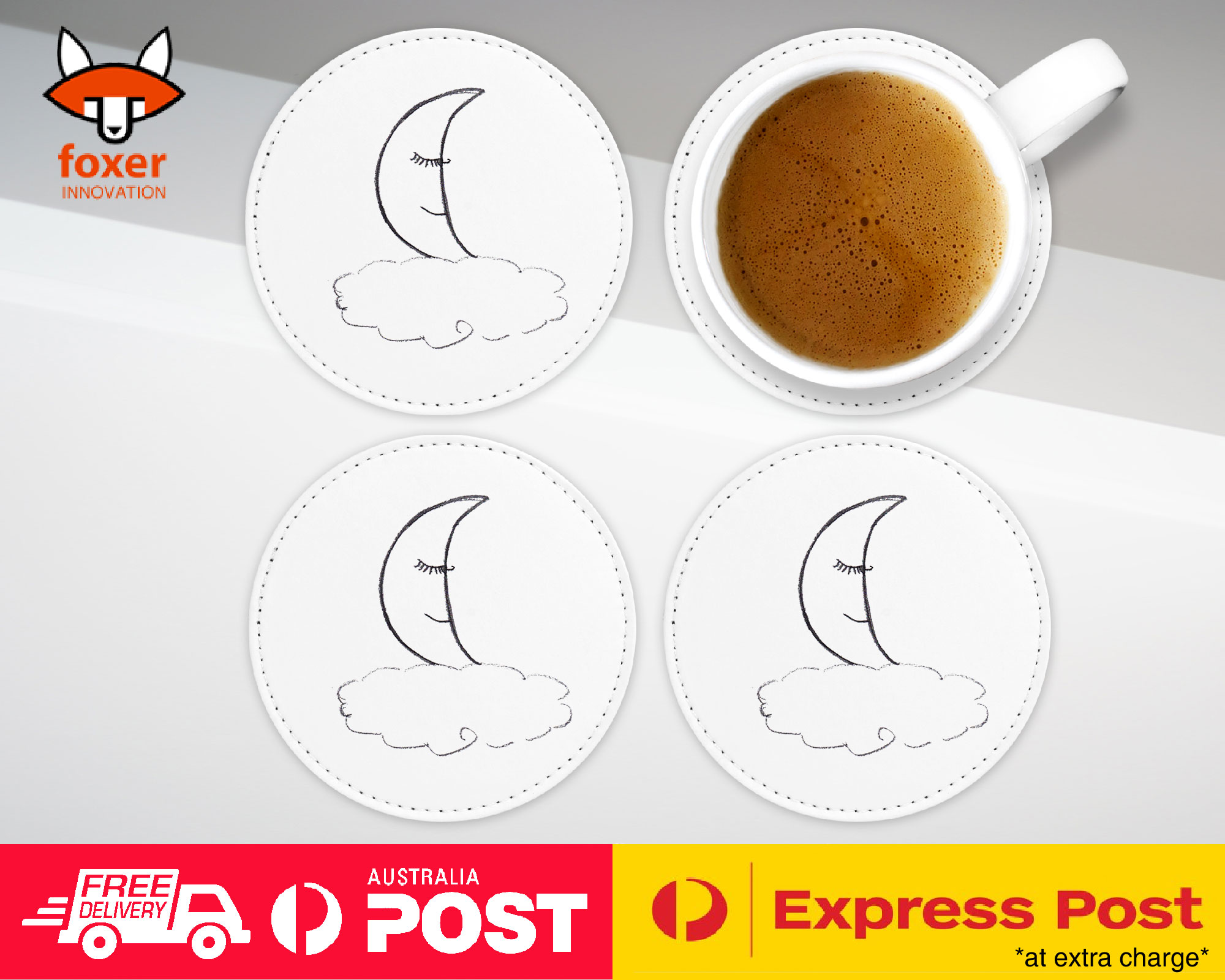 COASTER COFFEE DRINKING MAT|MOON CLOUD SKETCH ART DRAWING