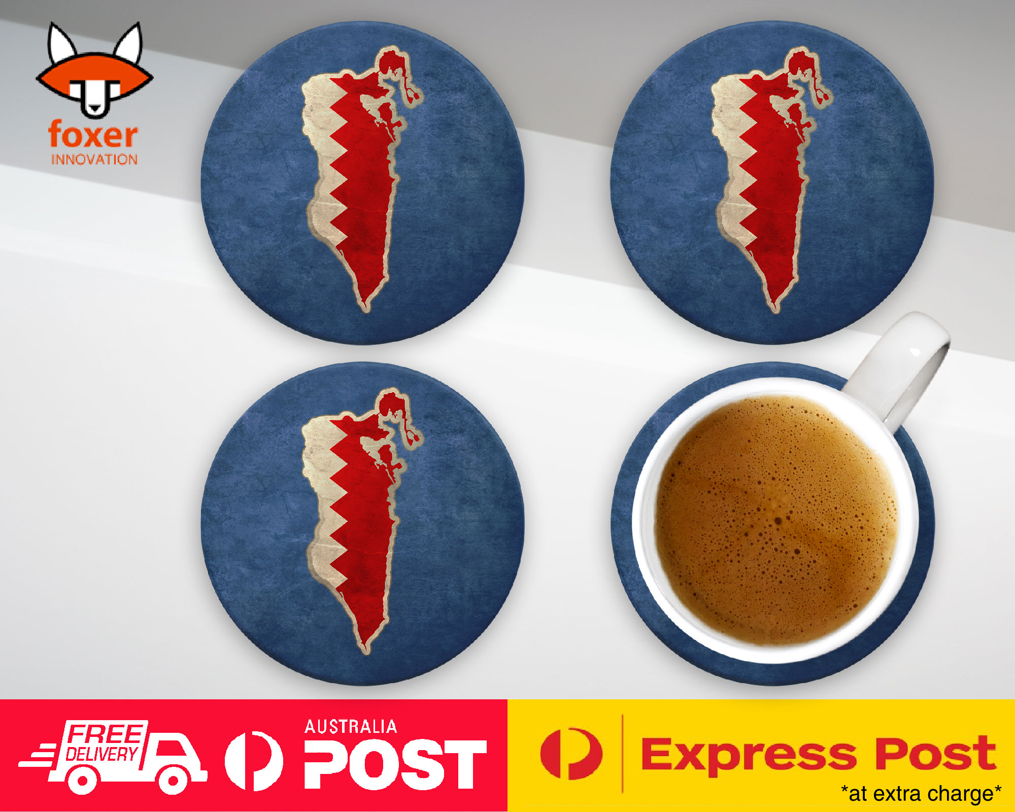 COASTER COFFEE DRINKING MAT|BAHRAIN NATIONAL COUNTRY FLAG