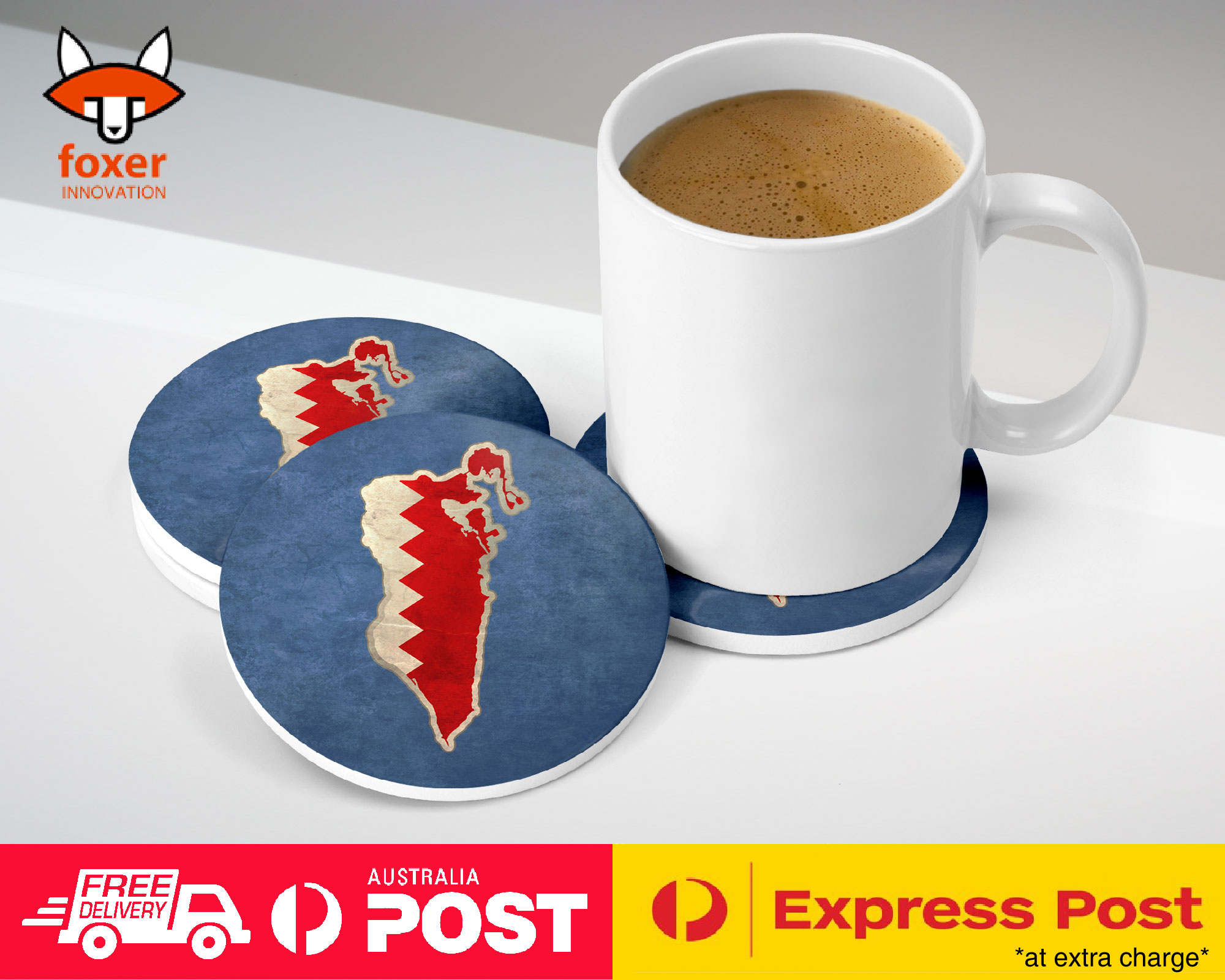 COASTER COFFEE DRINKING MAT|BAHRAIN NATIONAL COUNTRY FLAG