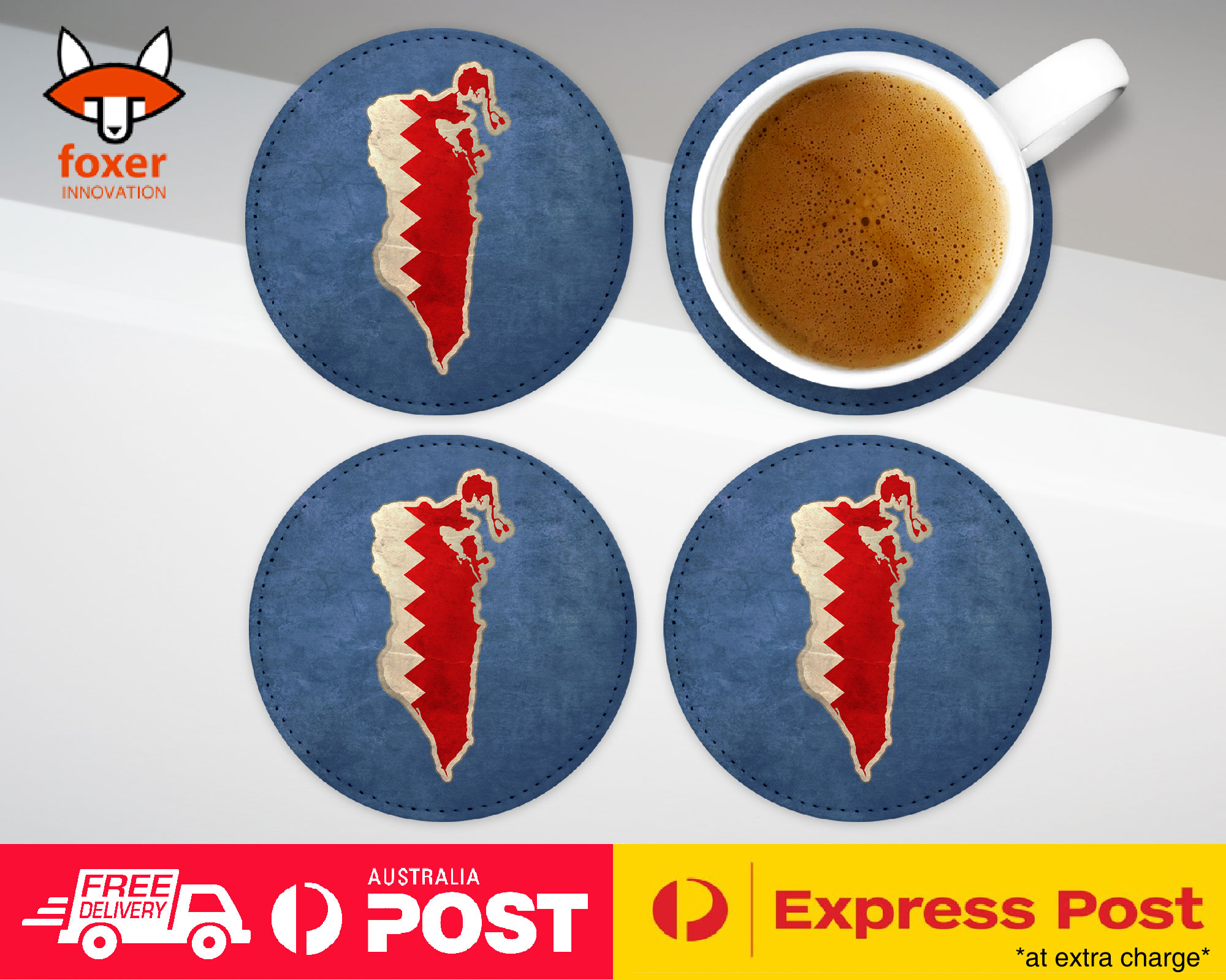 COASTER COFFEE DRINKING MAT|BAHRAIN NATIONAL COUNTRY FLAG