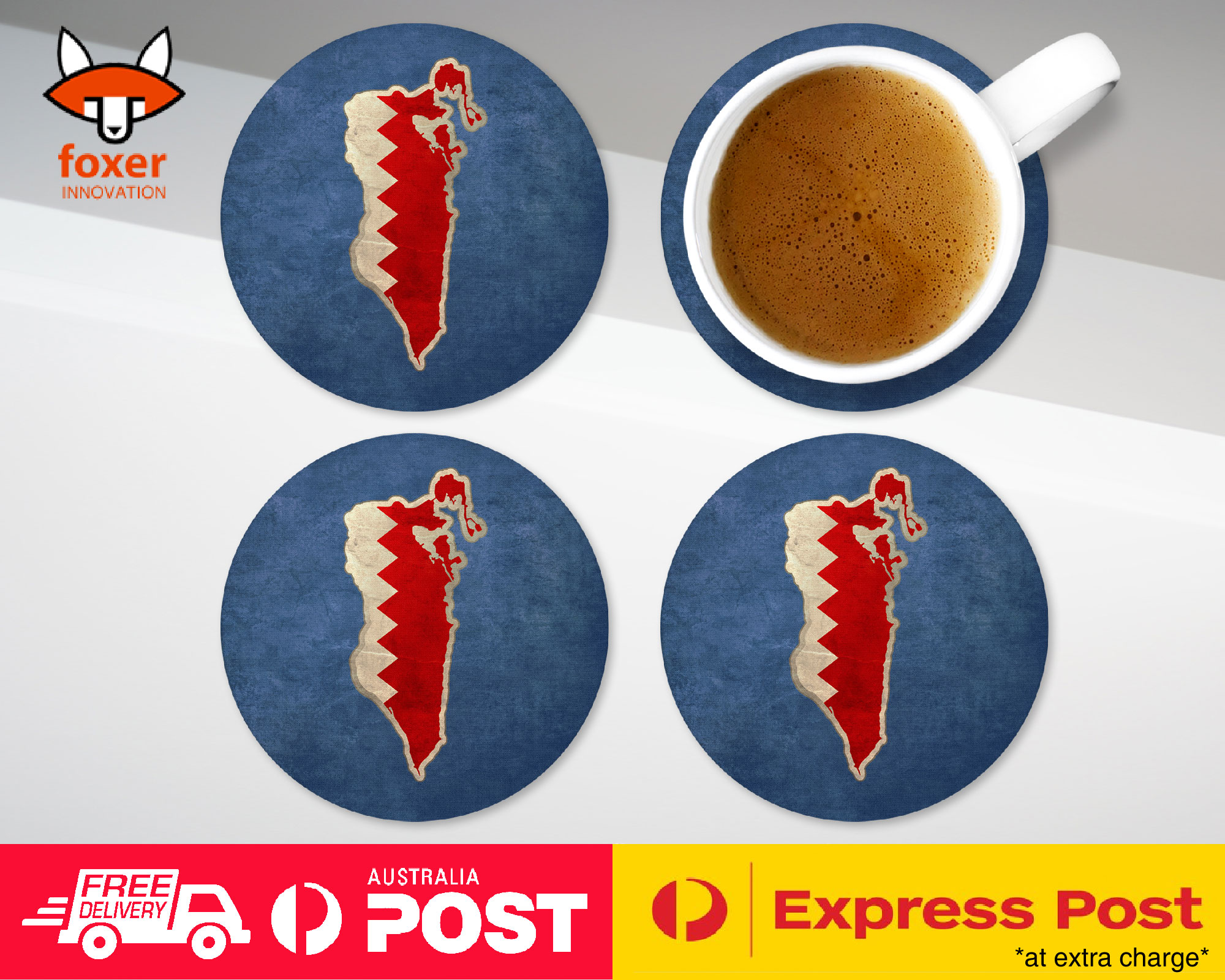 COASTER COFFEE DRINKING MAT|BAHRAIN NATIONAL COUNTRY FLAG