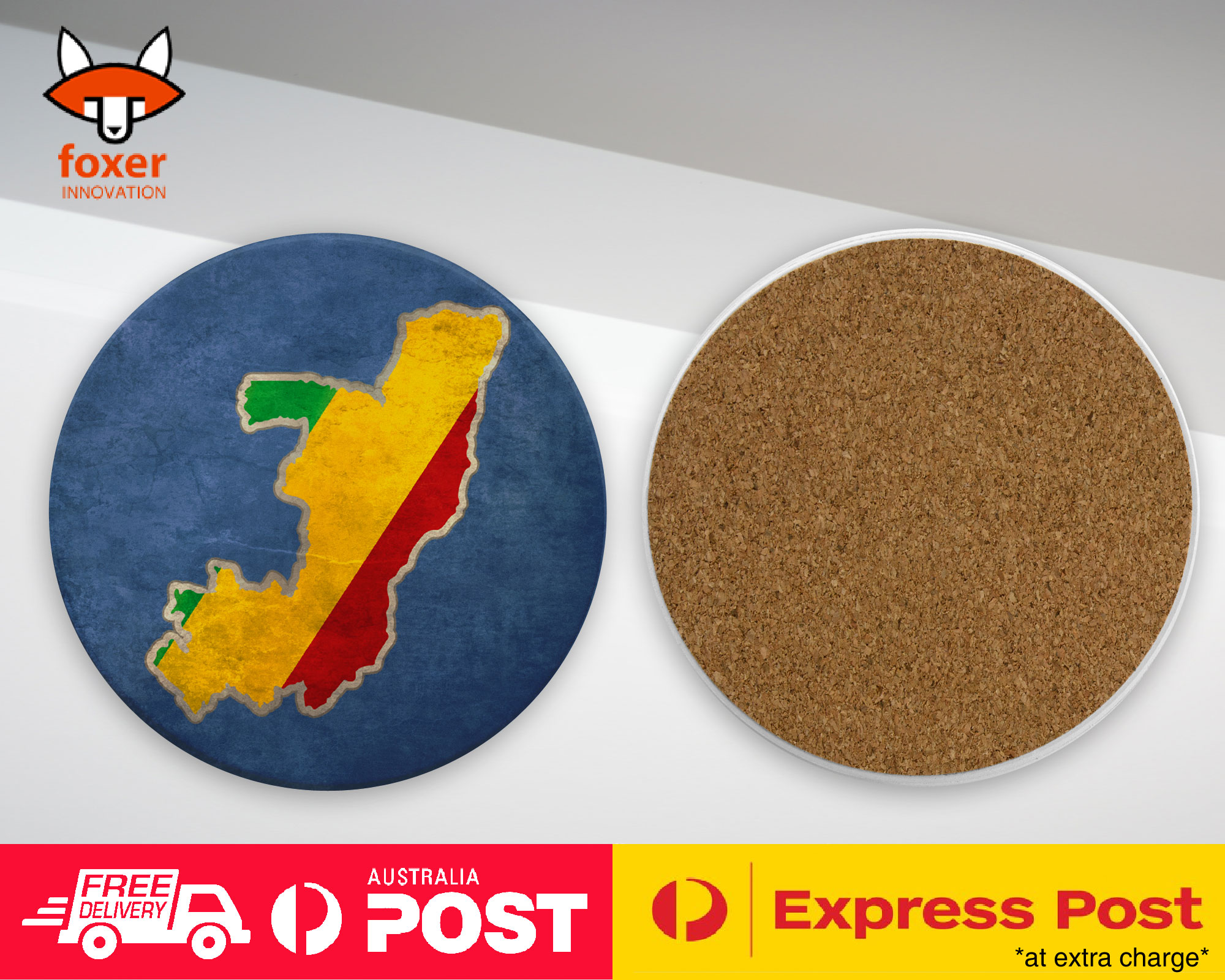 COASTER COFFEE DRINKING MAT|CONGO NATIONAL COUNTRY FLAG