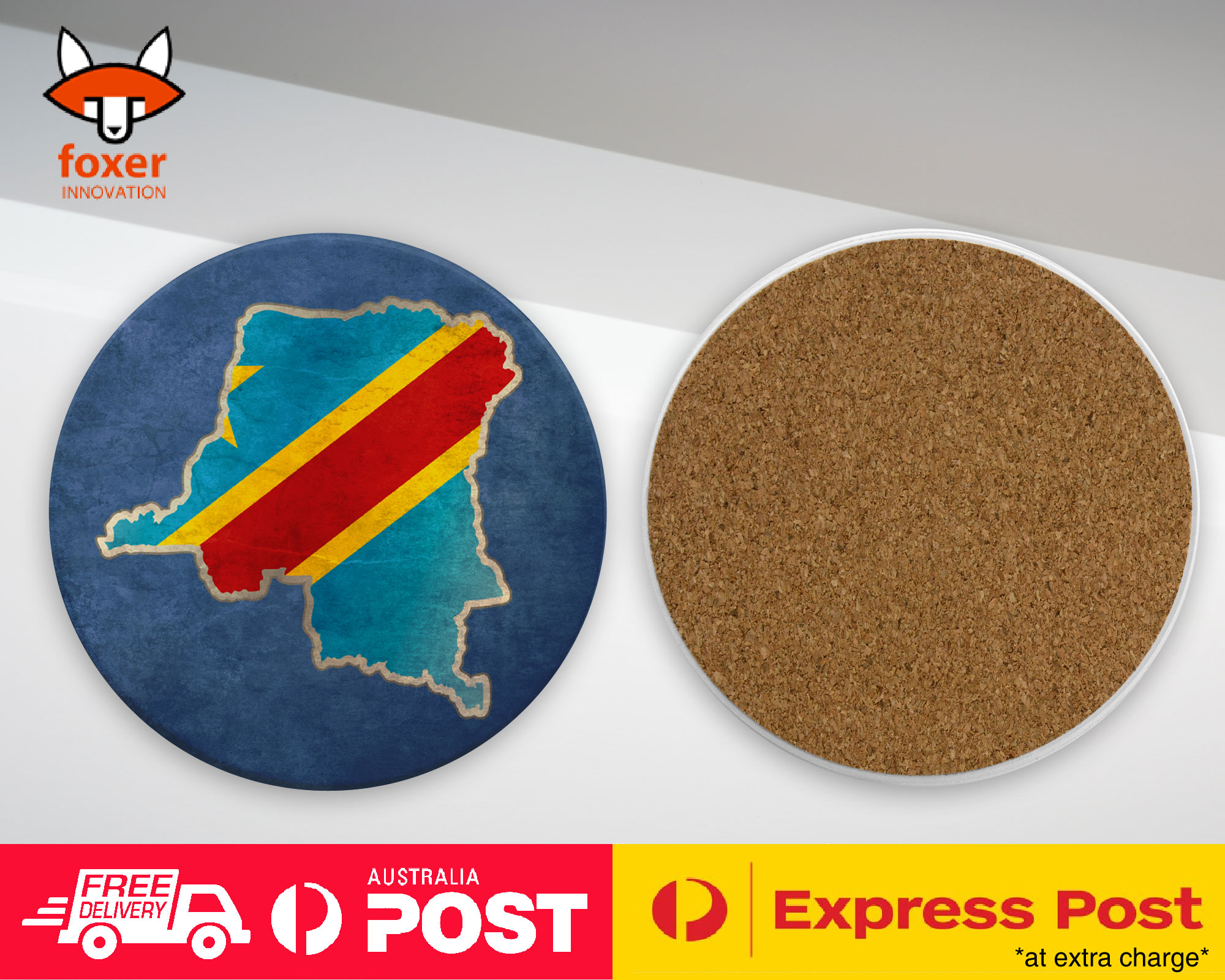 COASTER COFFEE DRINKING MAT|DEMOCRATIC CONGO COUNTRY FLAG