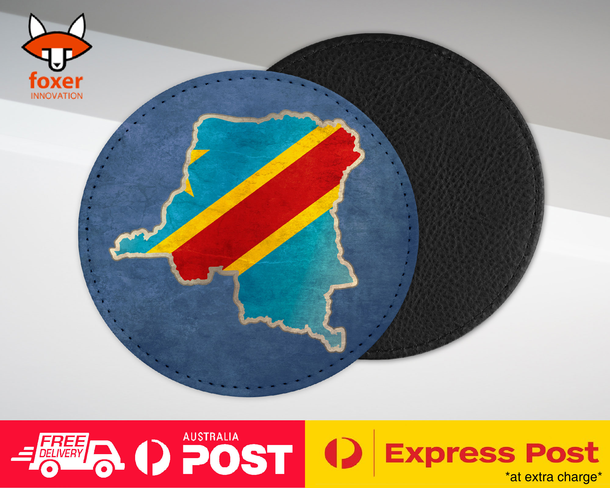COASTER COFFEE DRINKING MAT|DEMOCRATIC CONGO COUNTRY FLAG