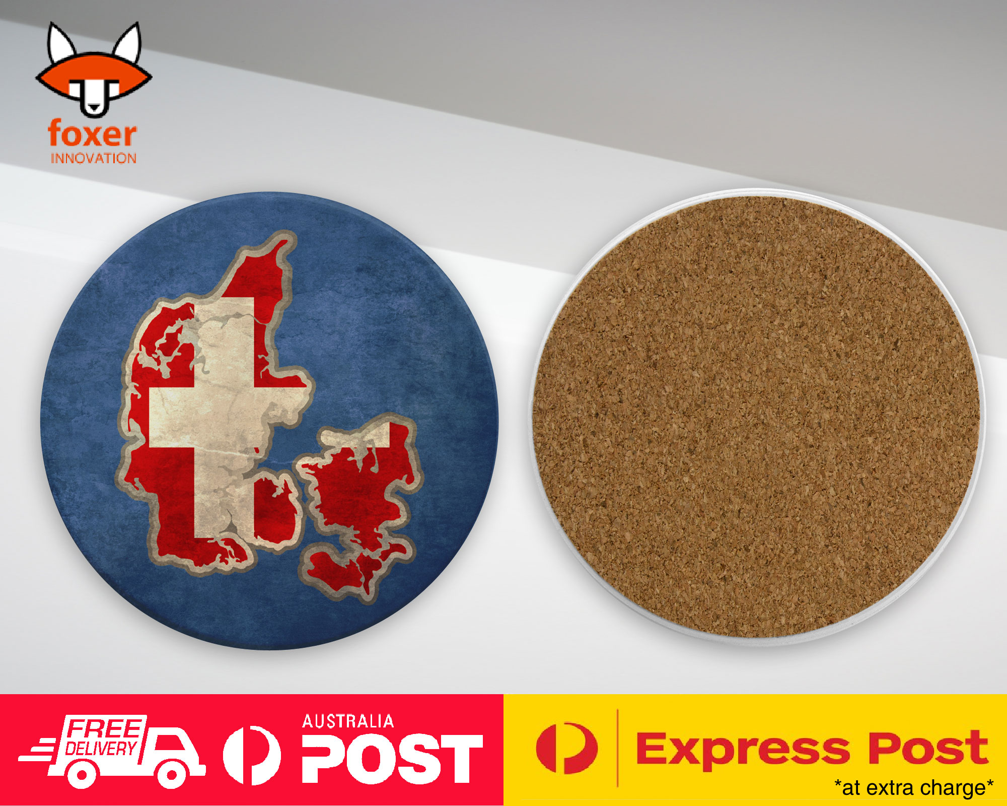 COASTER COFFEE DRINKING MAT|DENMARK NATIONAL COUNTRY FLAG
