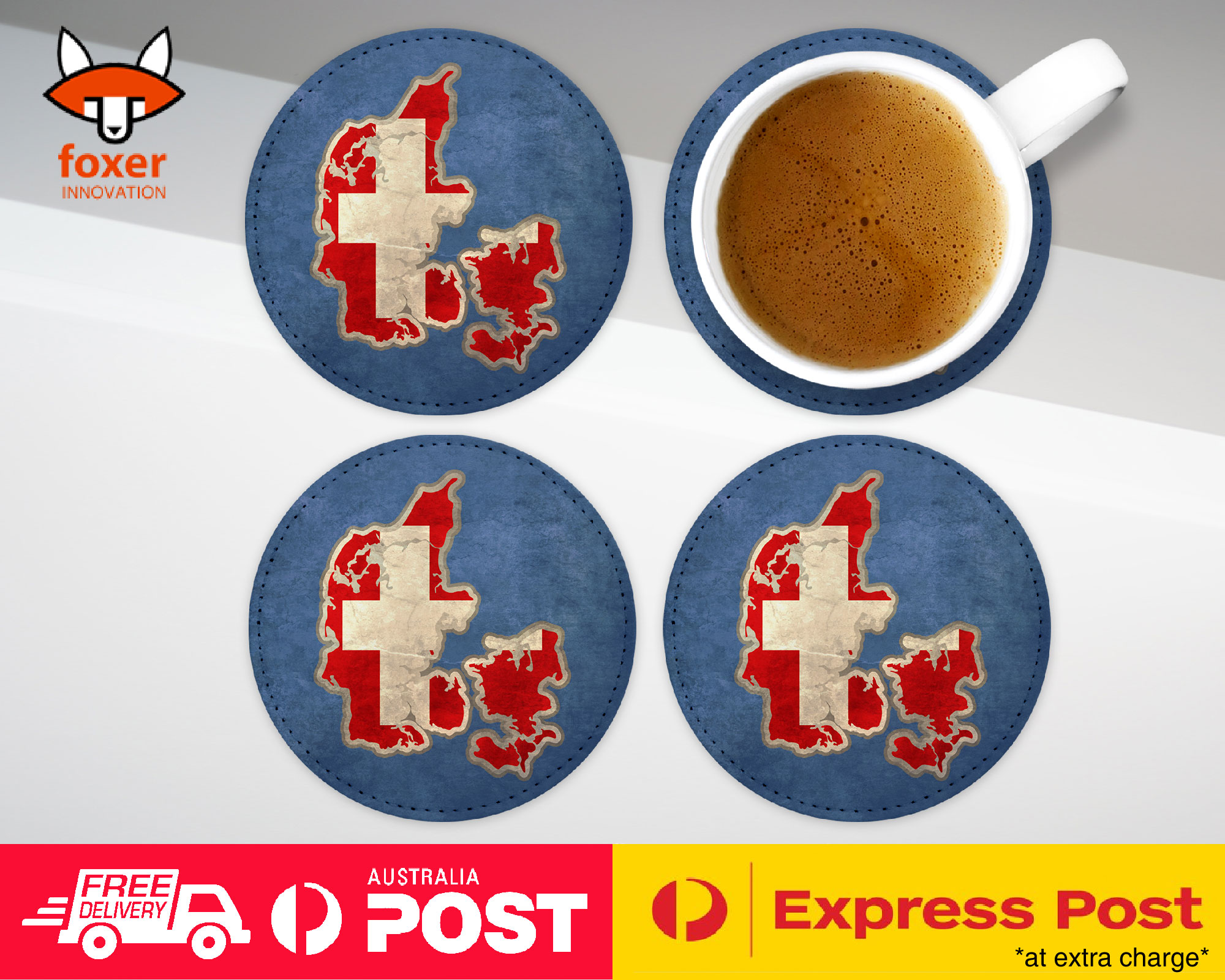 COASTER COFFEE DRINKING MAT|DENMARK NATIONAL COUNTRY FLAG