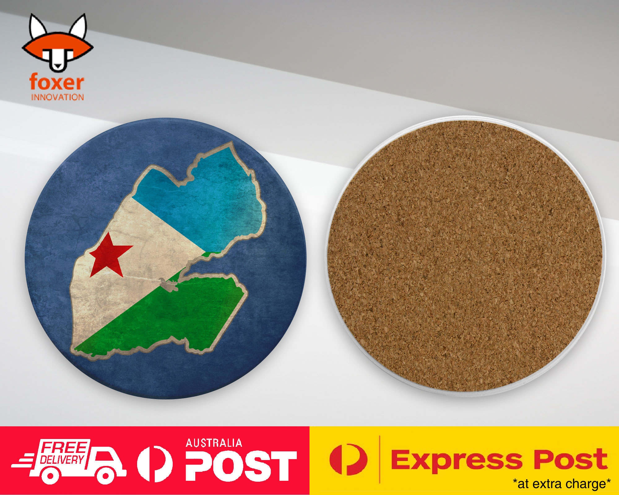 COASTER COFFEE DRINKING MAT|DJIBOUTI NATIONAL COUNTRY FLAG