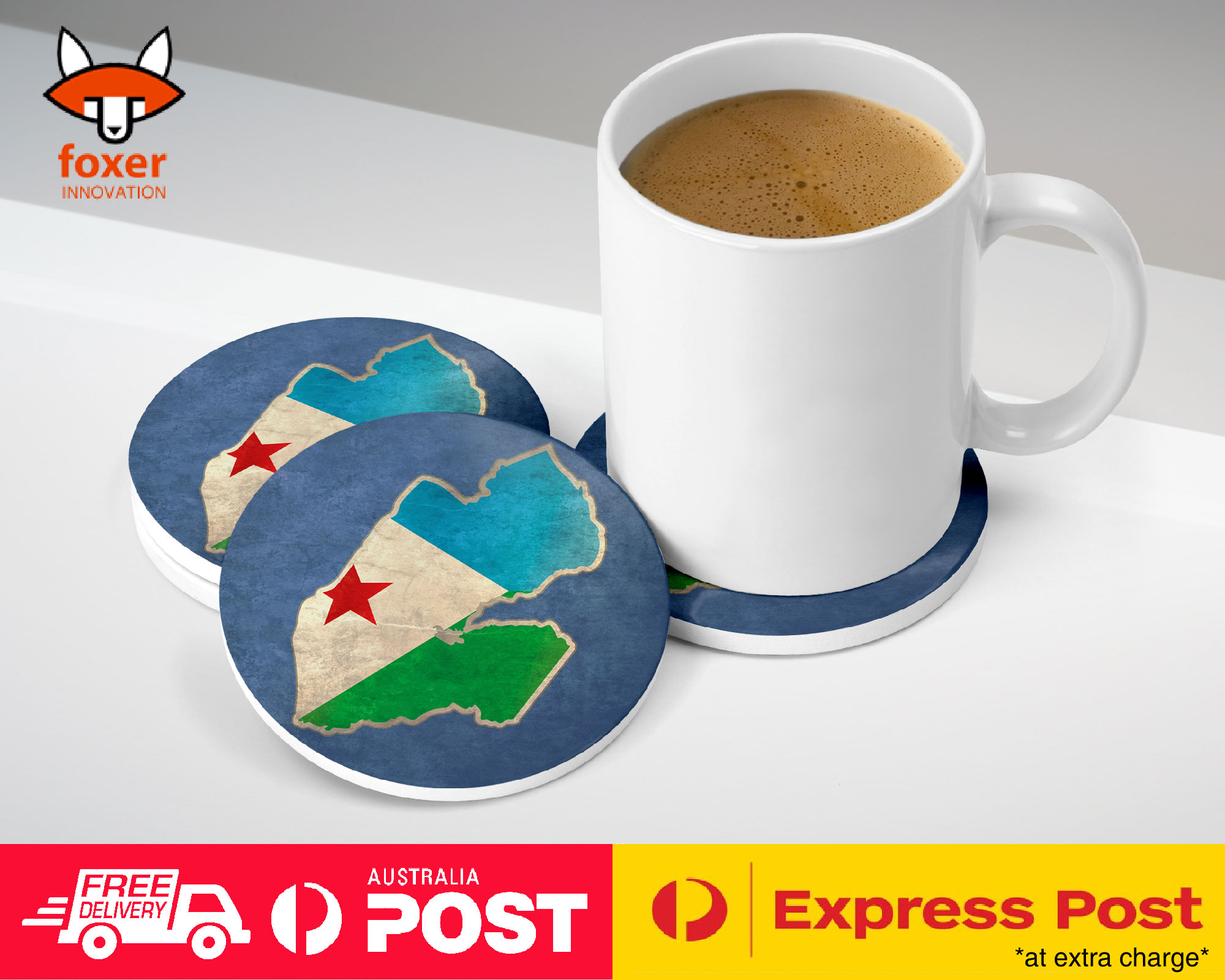 COASTER COFFEE DRINKING MAT|DJIBOUTI NATIONAL COUNTRY FLAG