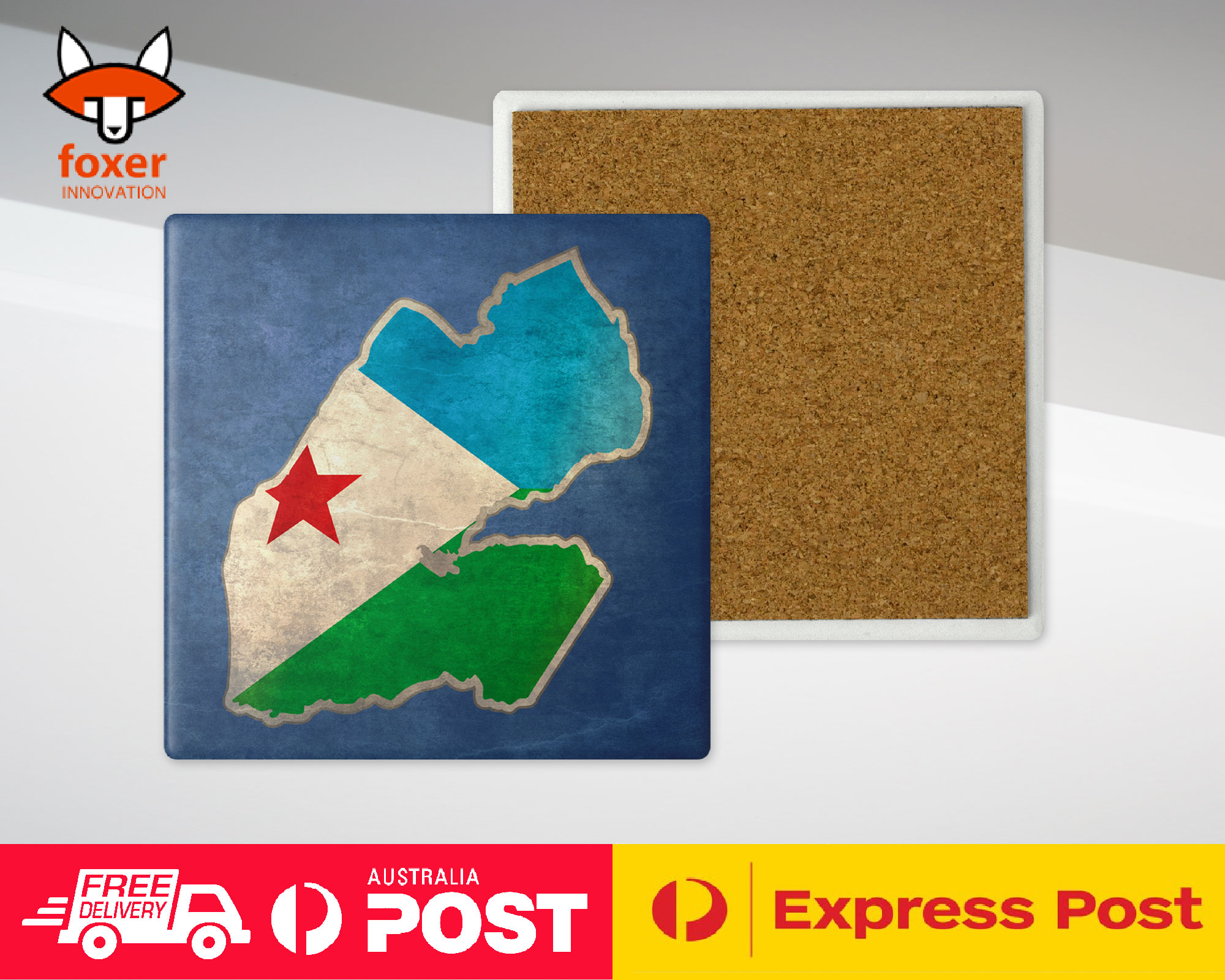 COASTER COFFEE DRINKING MAT|DJIBOUTI NATIONAL COUNTRY FLAG