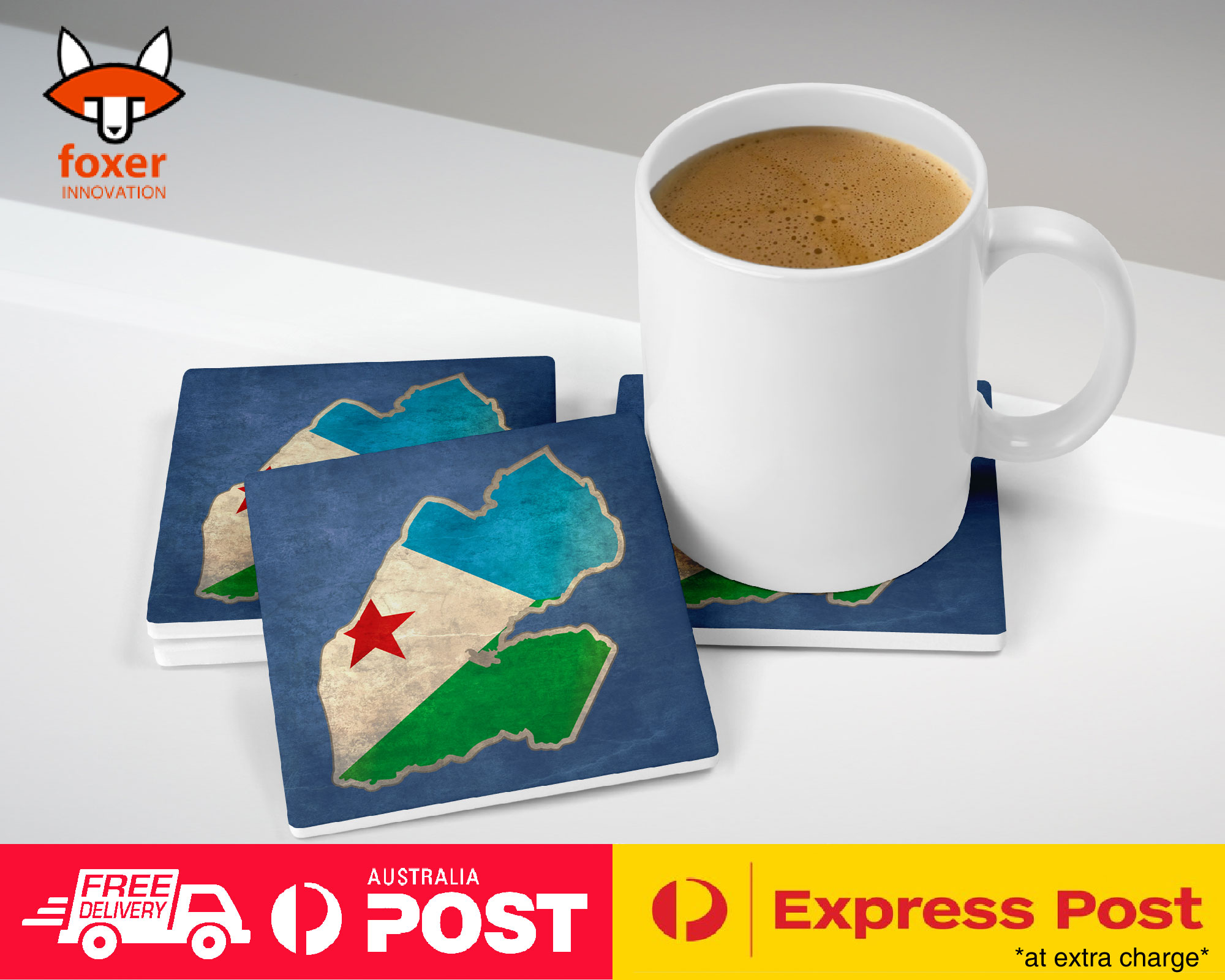 COASTER COFFEE DRINKING MAT|DJIBOUTI NATIONAL COUNTRY FLAG