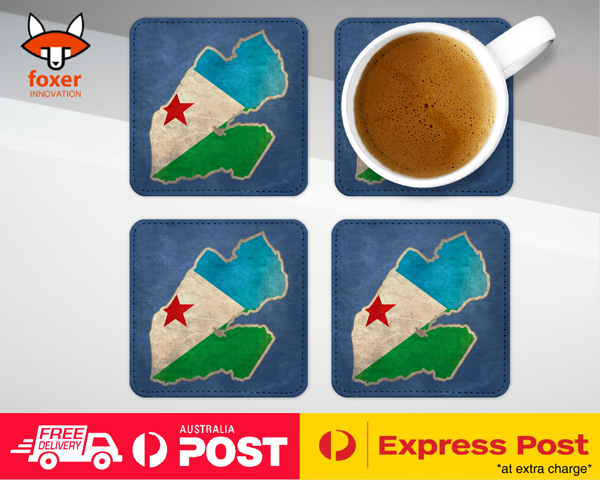 COASTER COFFEE DRINKING MAT|DJIBOUTI NATIONAL COUNTRY FLAG