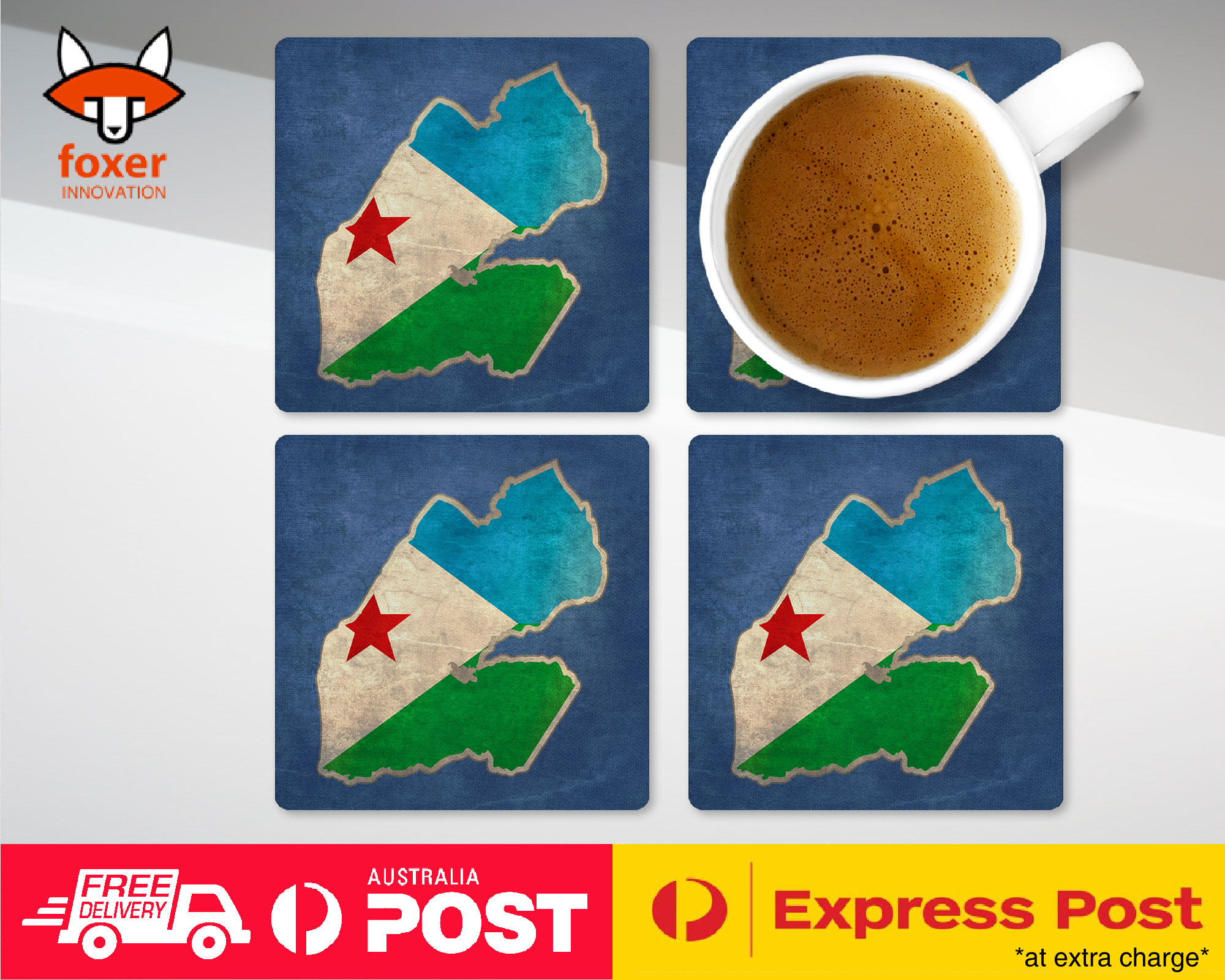 COASTER COFFEE DRINKING MAT|DJIBOUTI NATIONAL COUNTRY FLAG