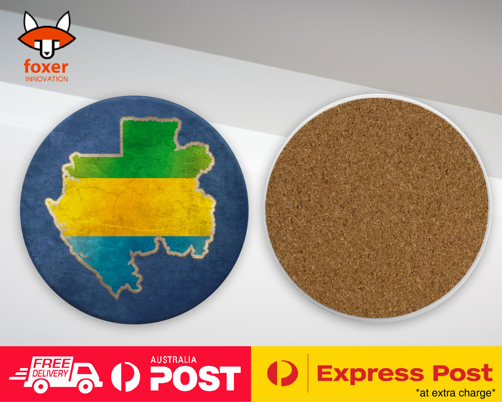 COASTER COFFEE DRINKING MAT|GABON NATIONAL COUNTRY FLAG