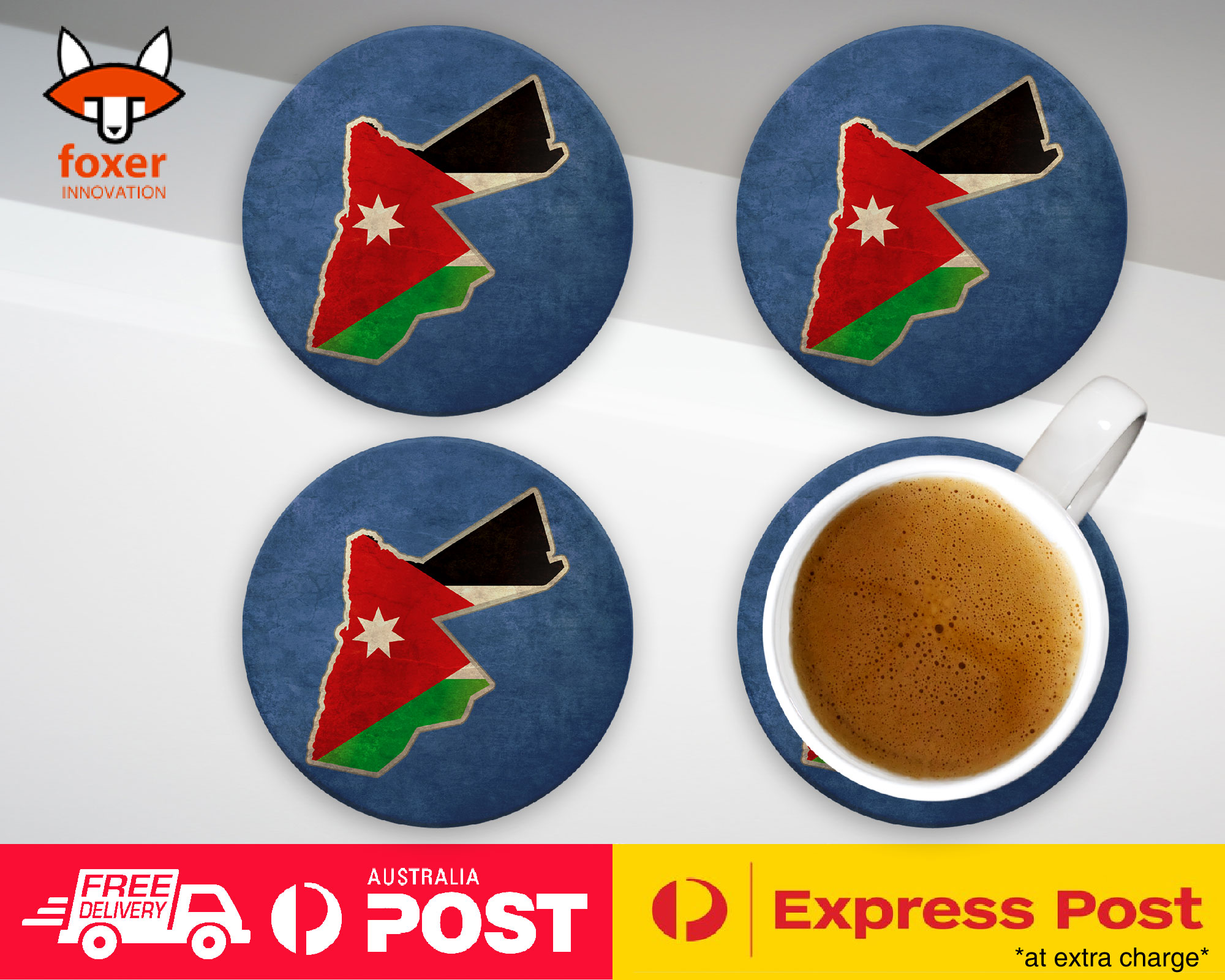 COASTER COFFEE DRINKING MAT|JORDAN NATIONAL COUNTRY FLAG