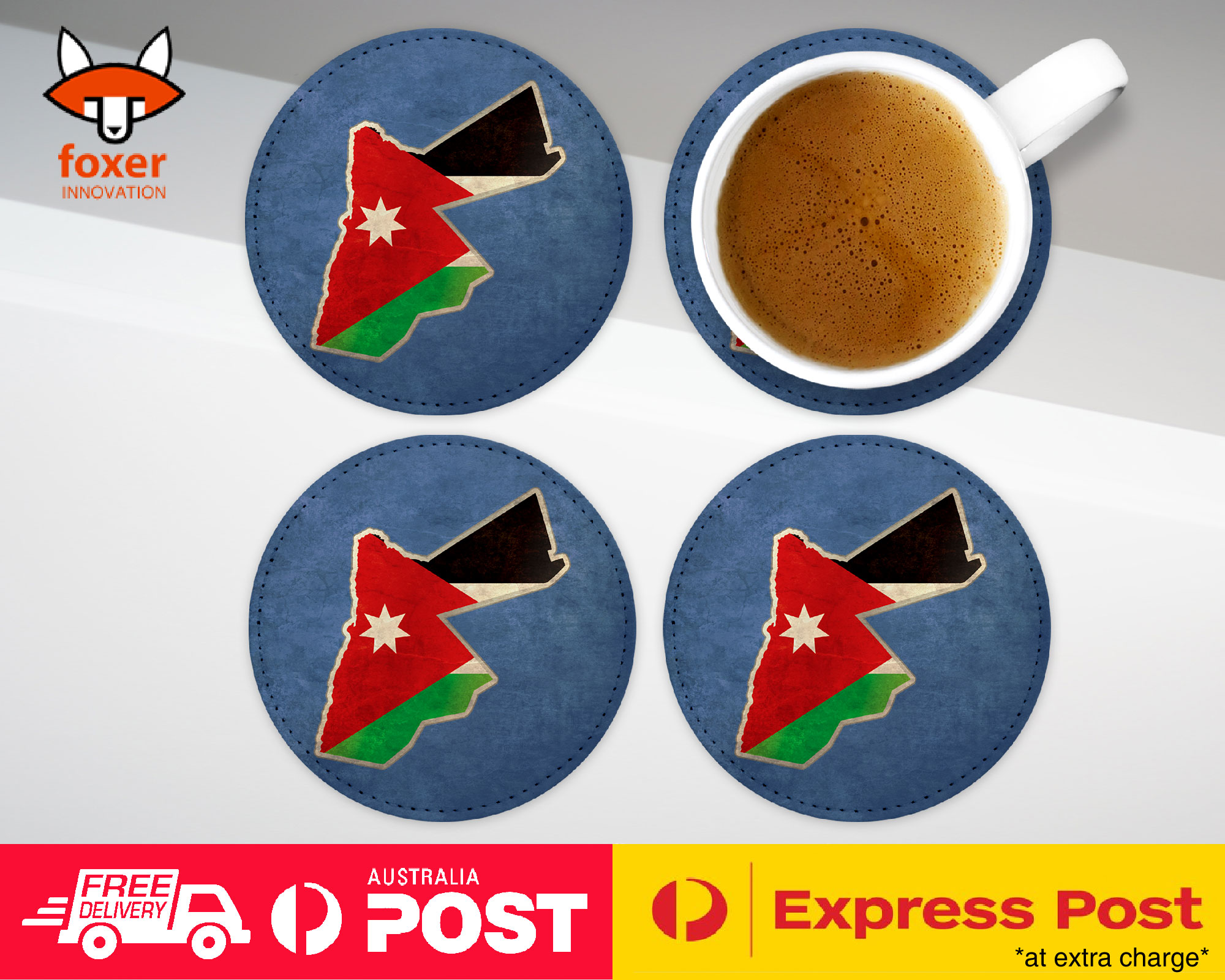 COASTER COFFEE DRINKING MAT|JORDAN NATIONAL COUNTRY FLAG