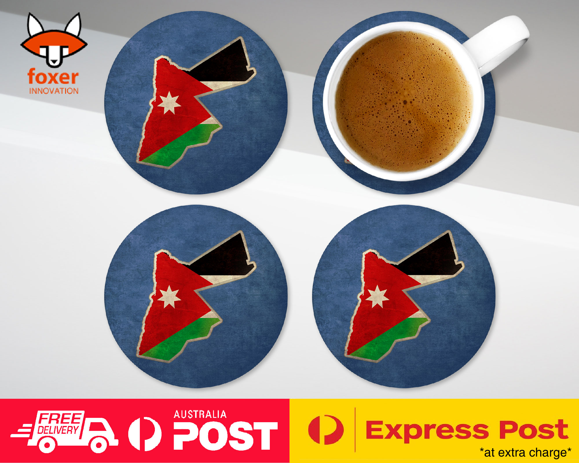 COASTER COFFEE DRINKING MAT|JORDAN NATIONAL COUNTRY FLAG