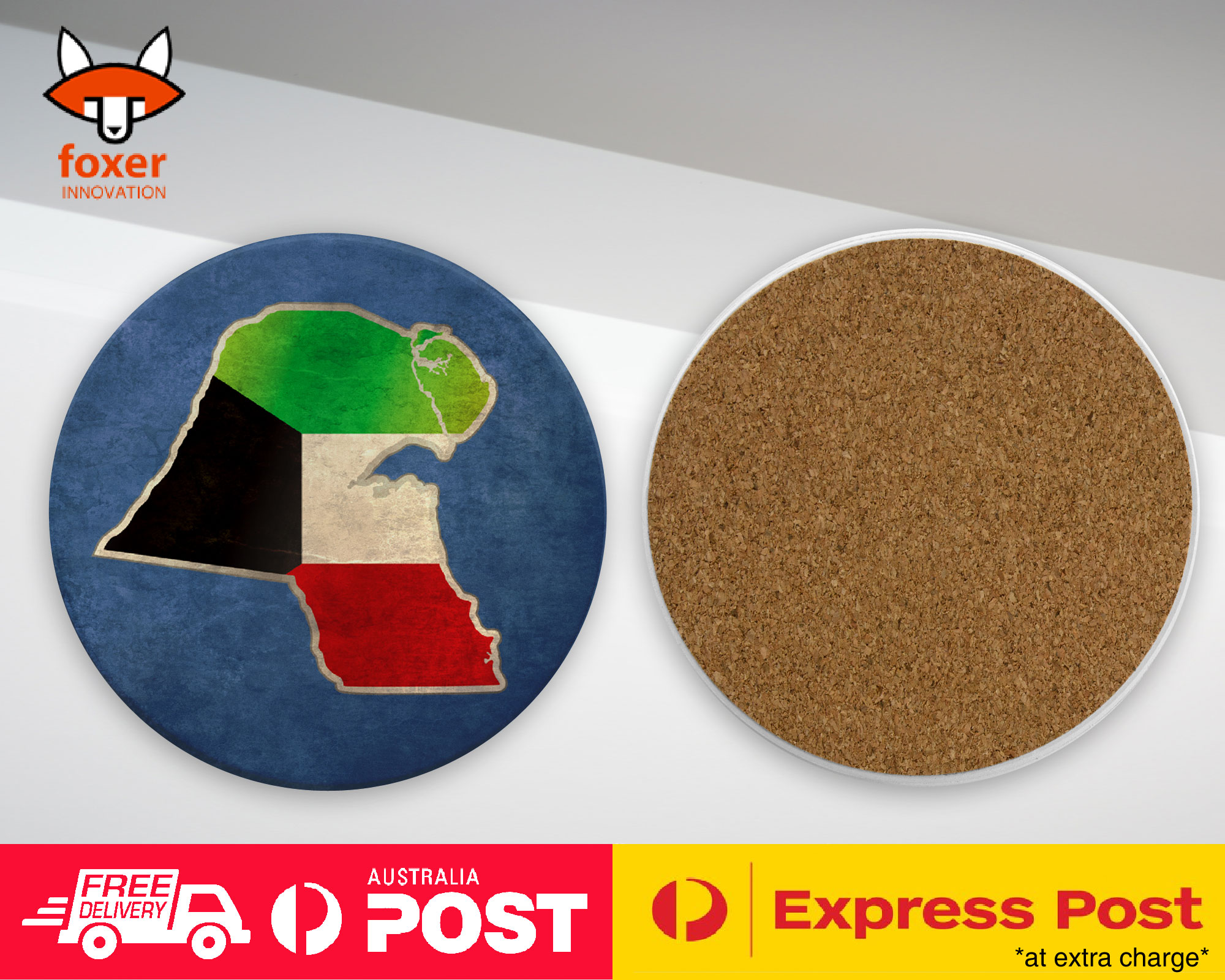 COASTER COFFEE DRINKING MAT|KUWAIT NATIONAL COUNTRY FLAG