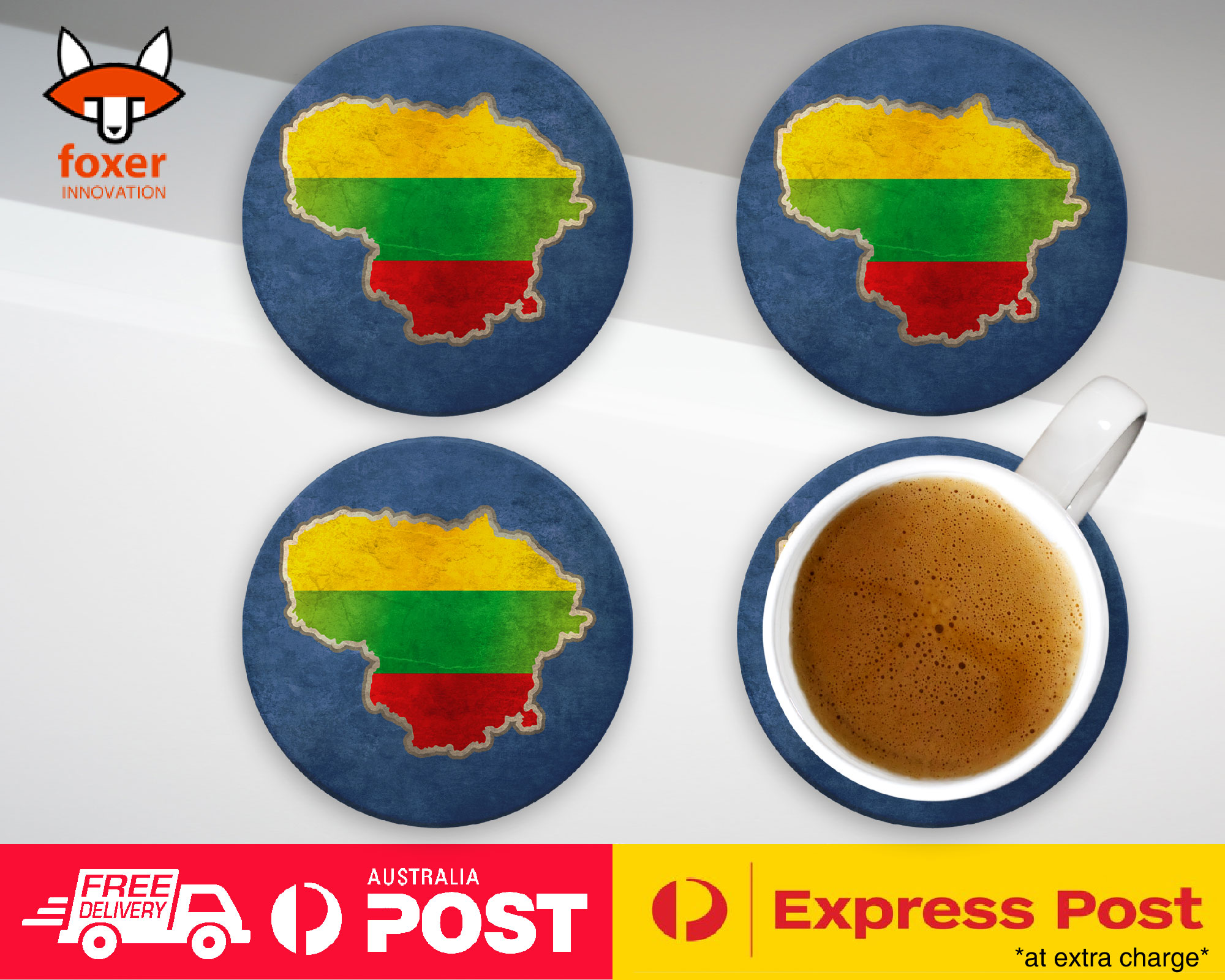 COASTER COFFEE DRINKING MAT|LITHUANIA NATIONAL COUNTRY FLAG