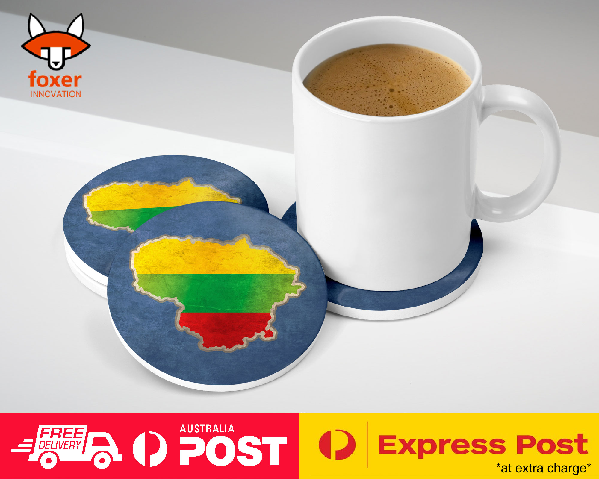 COASTER COFFEE DRINKING MAT|LITHUANIA NATIONAL COUNTRY FLAG