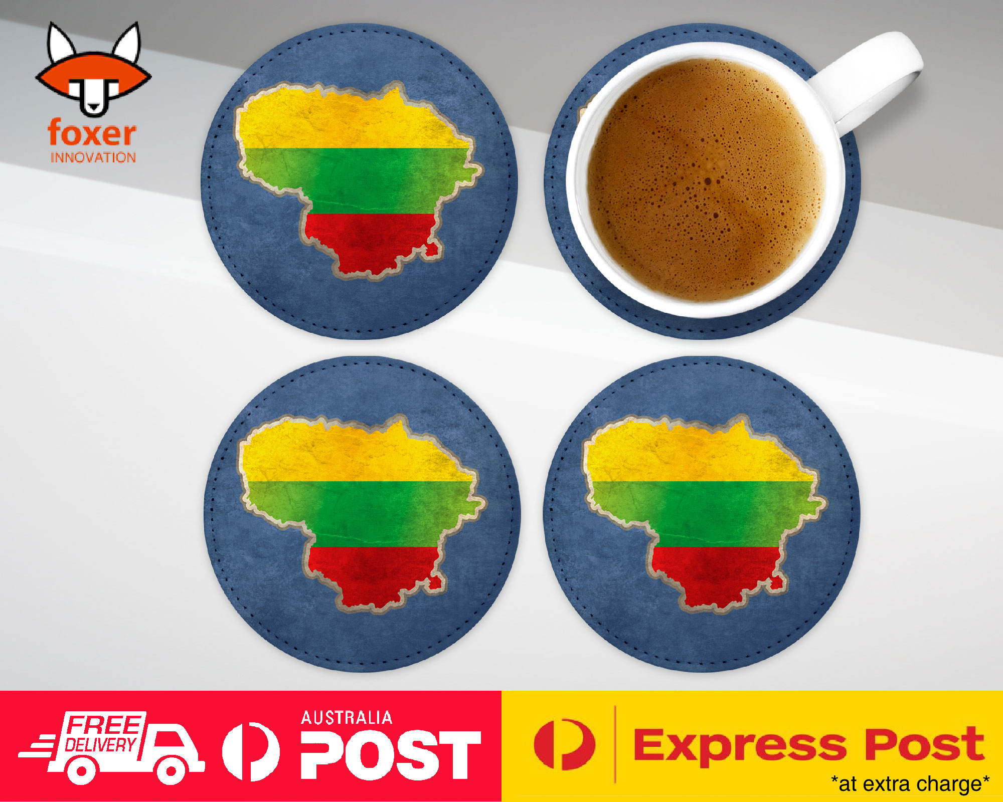 COASTER COFFEE DRINKING MAT|LITHUANIA NATIONAL COUNTRY FLAG