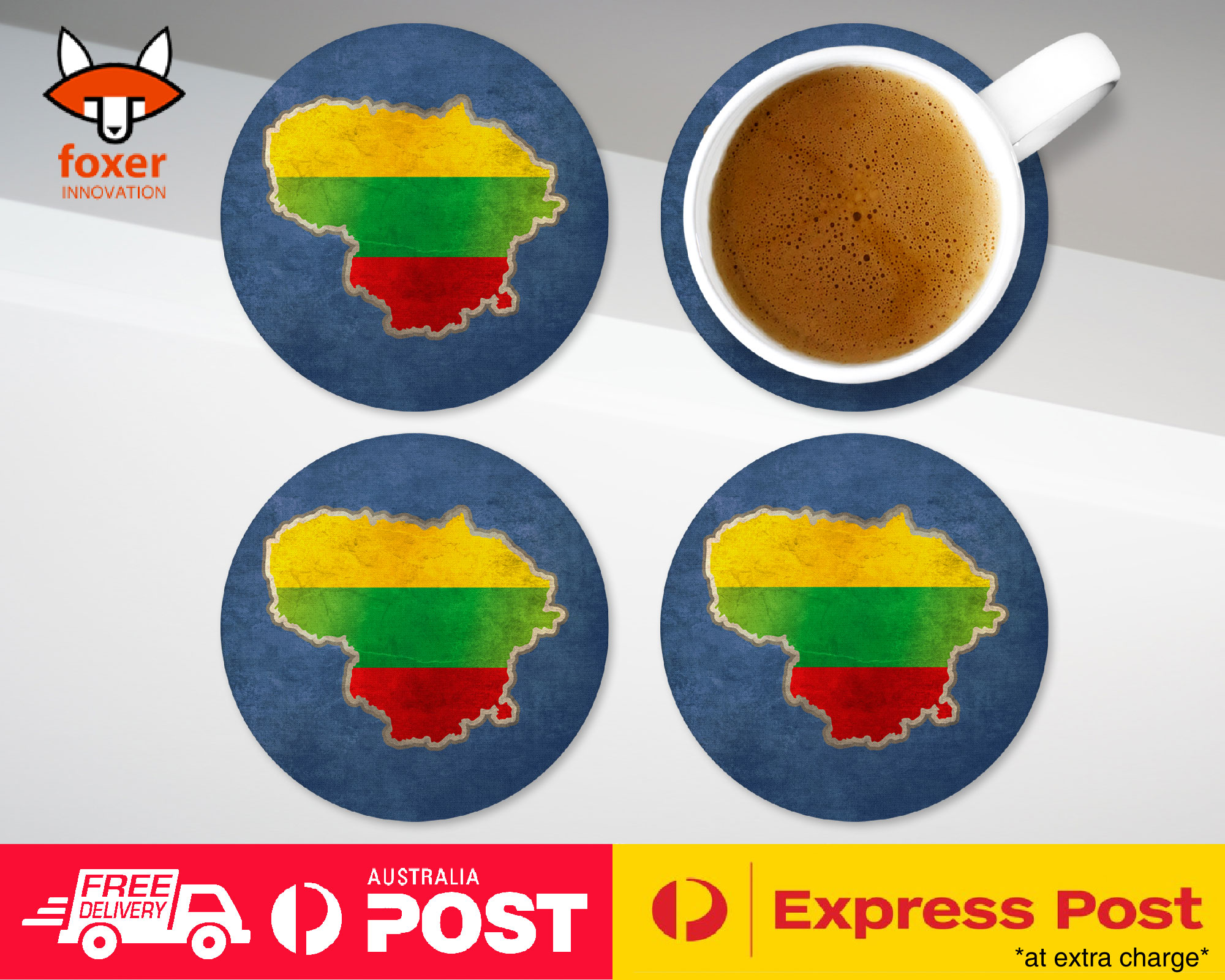 COASTER COFFEE DRINKING MAT|LITHUANIA NATIONAL COUNTRY FLAG