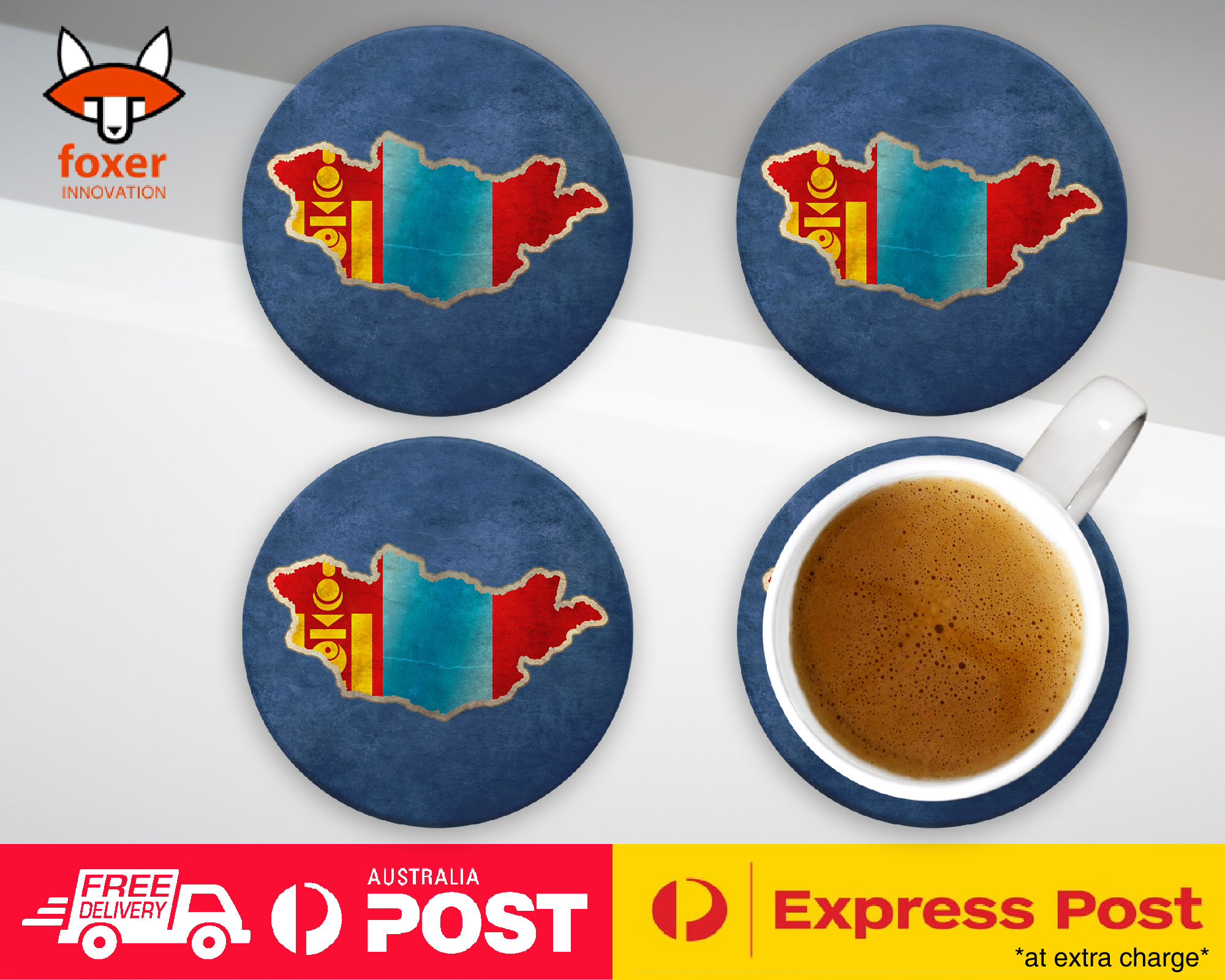 COASTER COFFEE DRINKING MAT|MONGOLIA NATIONAL COUNTRY FLAG