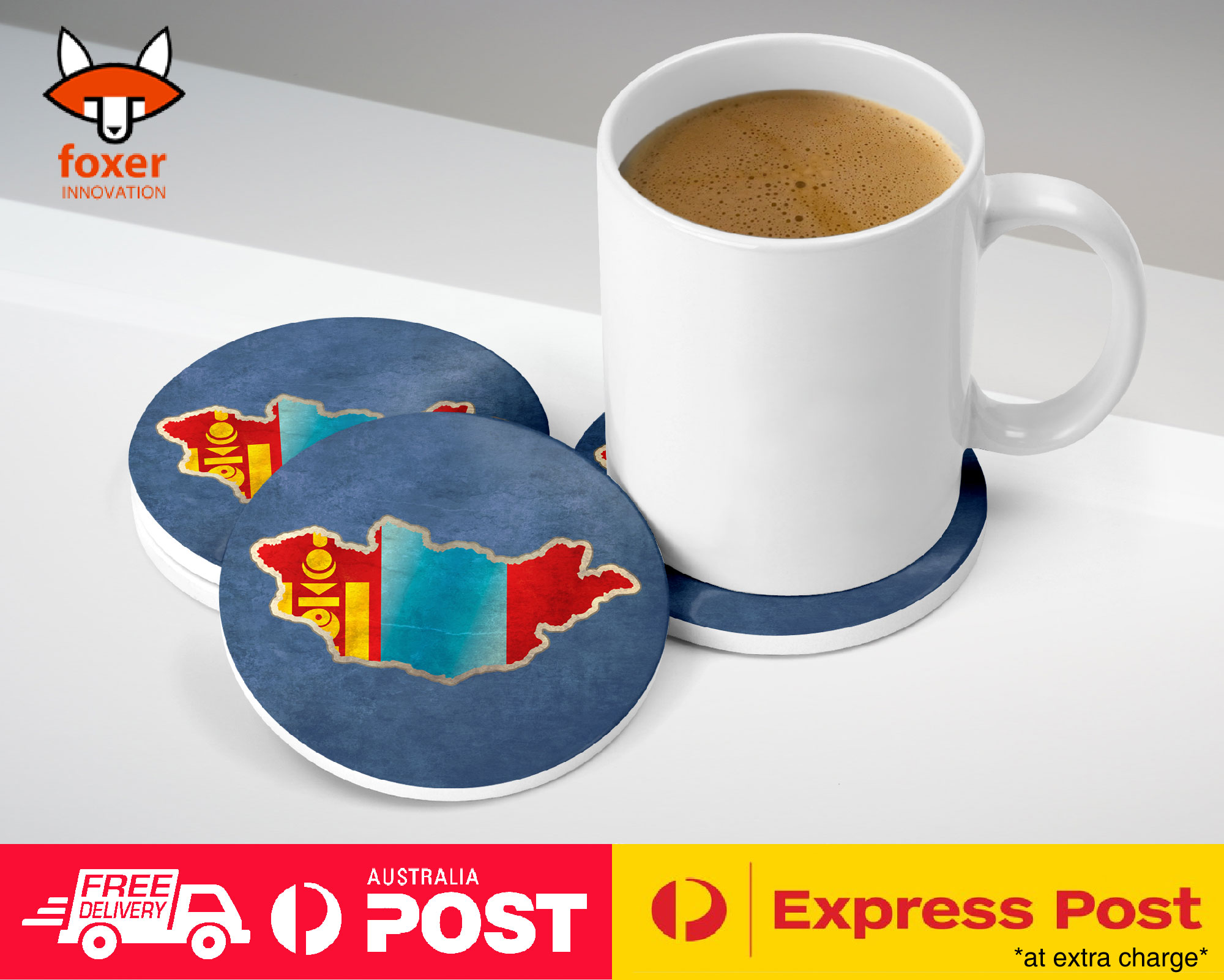 COASTER COFFEE DRINKING MAT|MONGOLIA NATIONAL COUNTRY FLAG