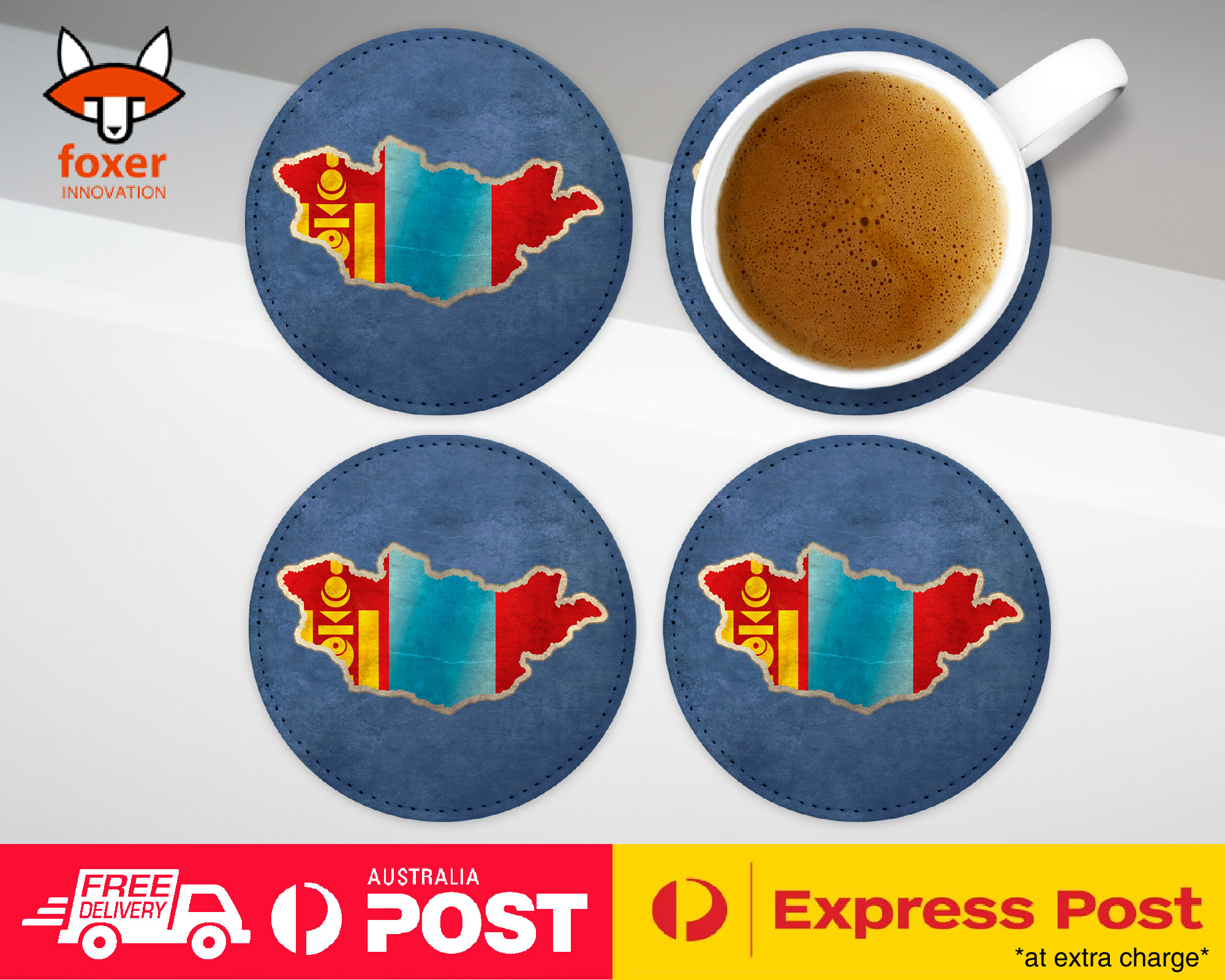 COASTER COFFEE DRINKING MAT|MONGOLIA NATIONAL COUNTRY FLAG