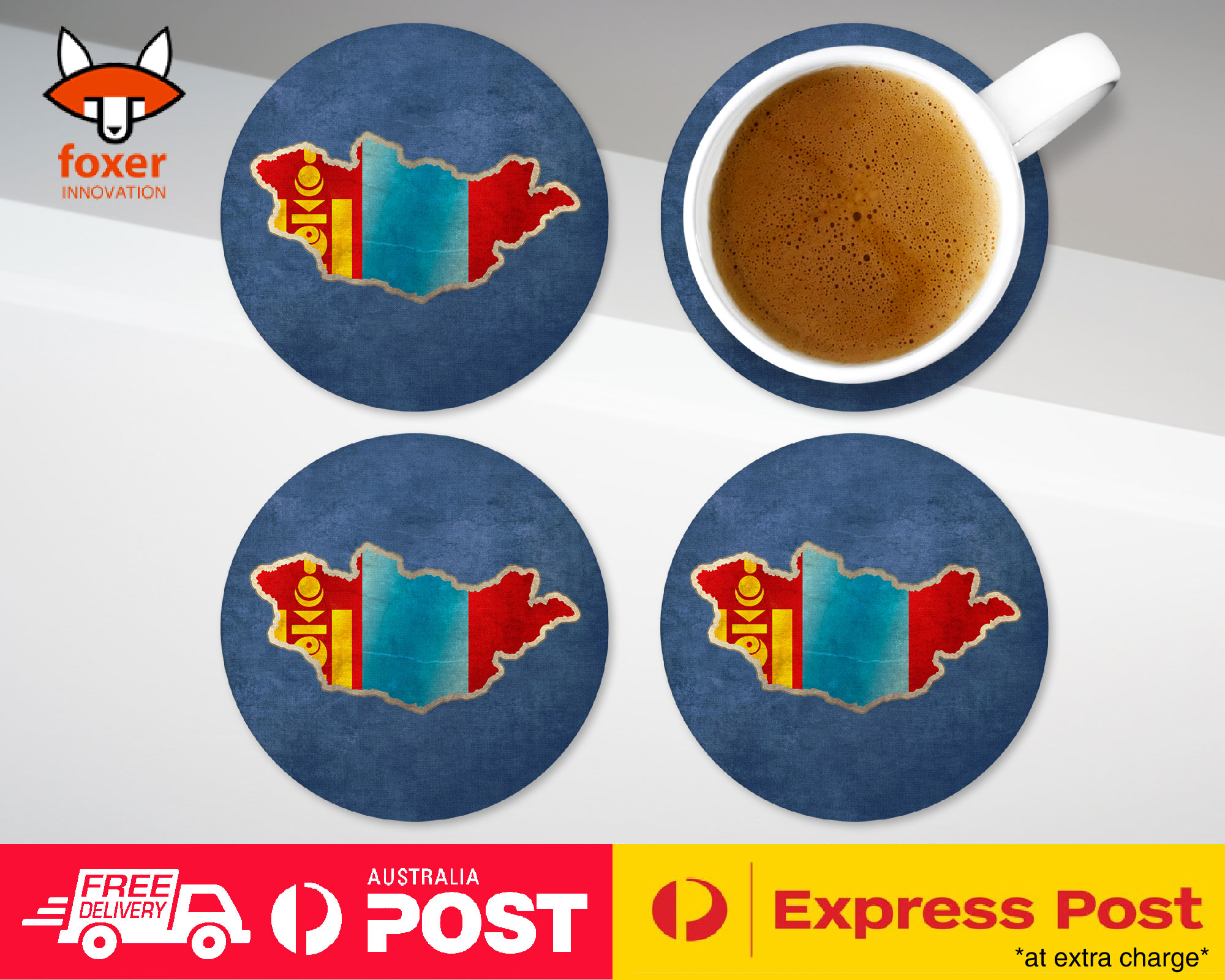 COASTER COFFEE DRINKING MAT|MONGOLIA NATIONAL COUNTRY FLAG