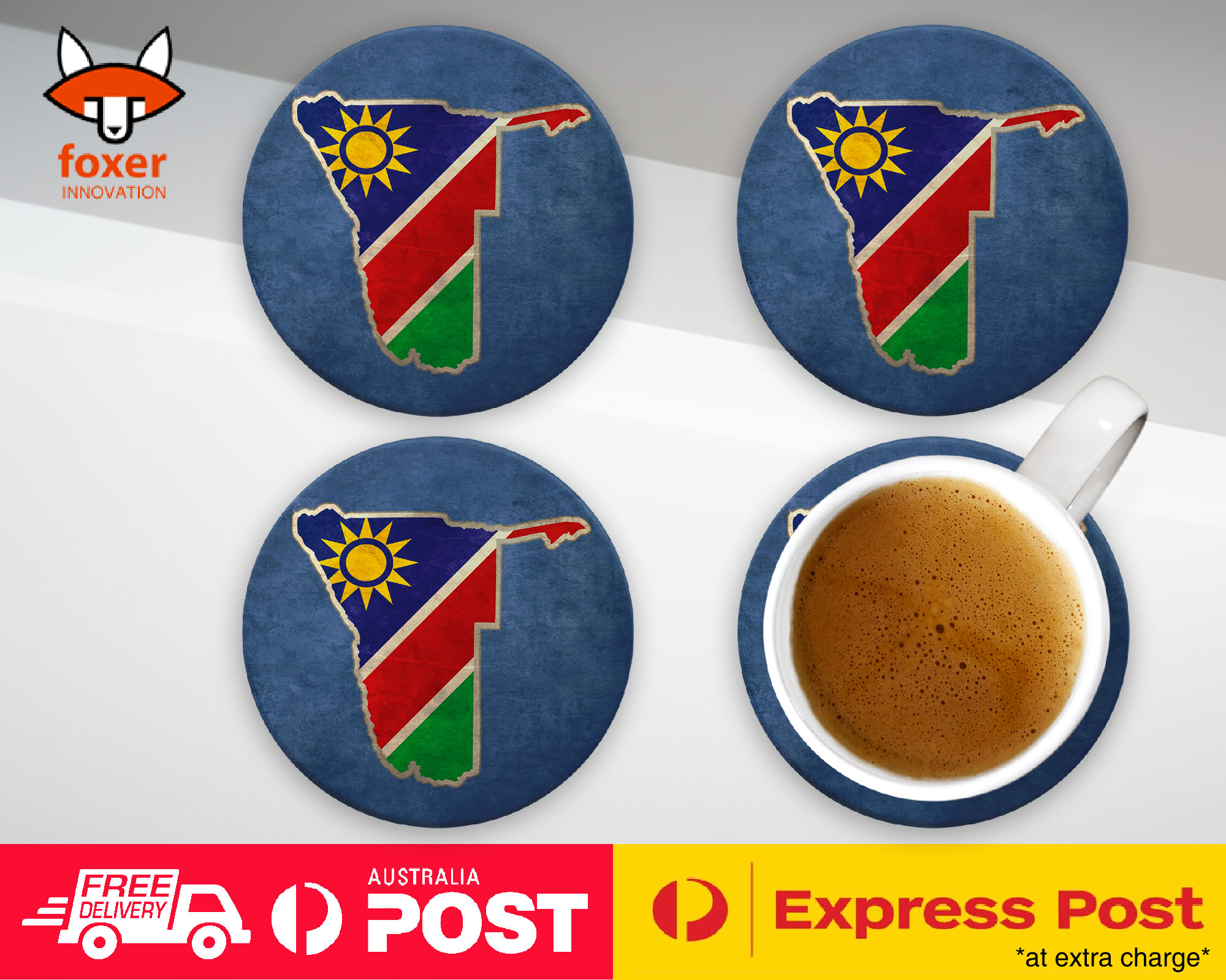 COASTER COFFEE DRINKING MAT|NAMIBIA NATIONAL COUNTRY FLAG