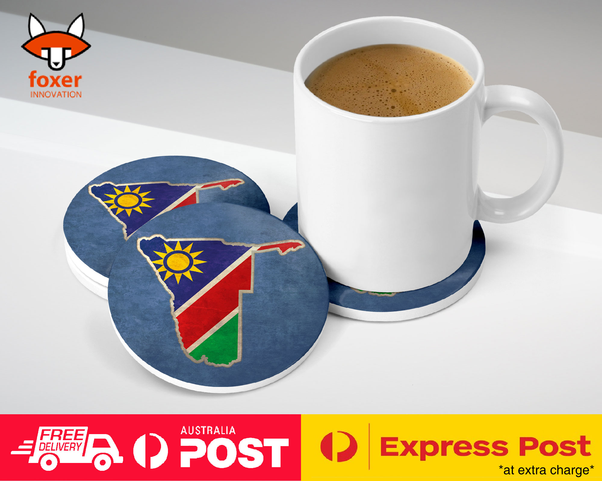 COASTER COFFEE DRINKING MAT|NAMIBIA NATIONAL COUNTRY FLAG