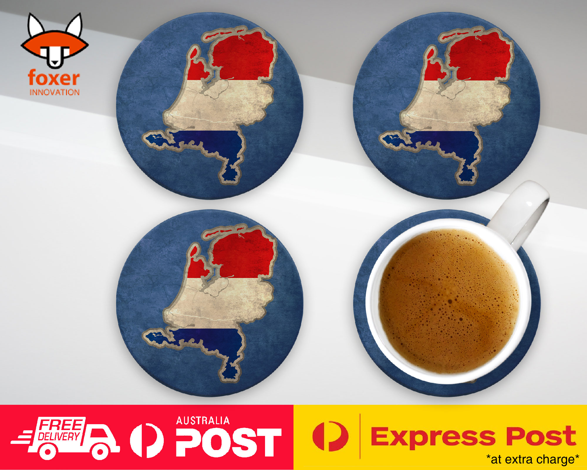 COASTER COFFEE DRINKING MAT|NETHERLANDS NATIONAL COUNTRY FLAG