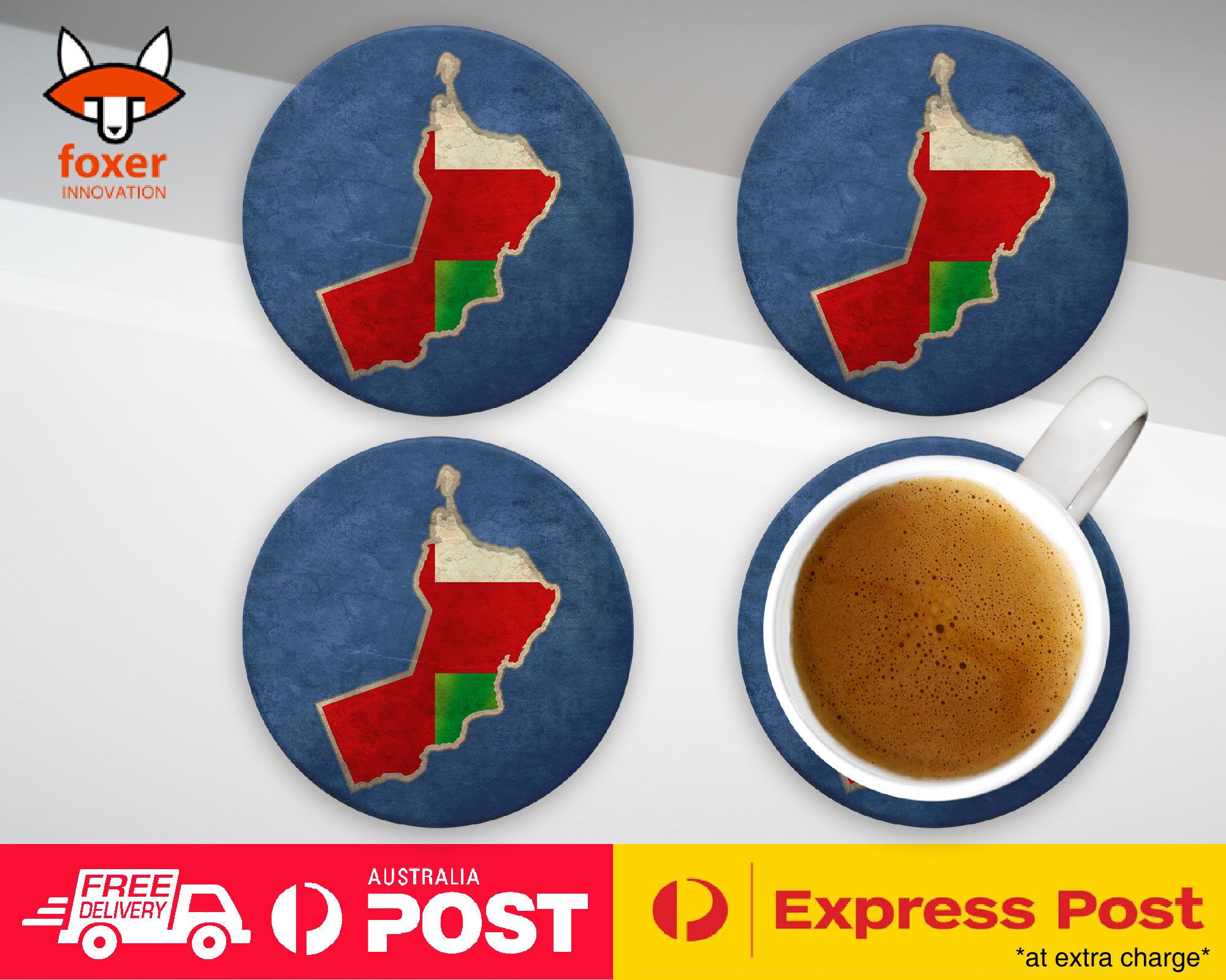 COASTER COFFEE DRINKING MAT|OMAN NATIONAL COUNTRY FLAG - Picture 9 of 21