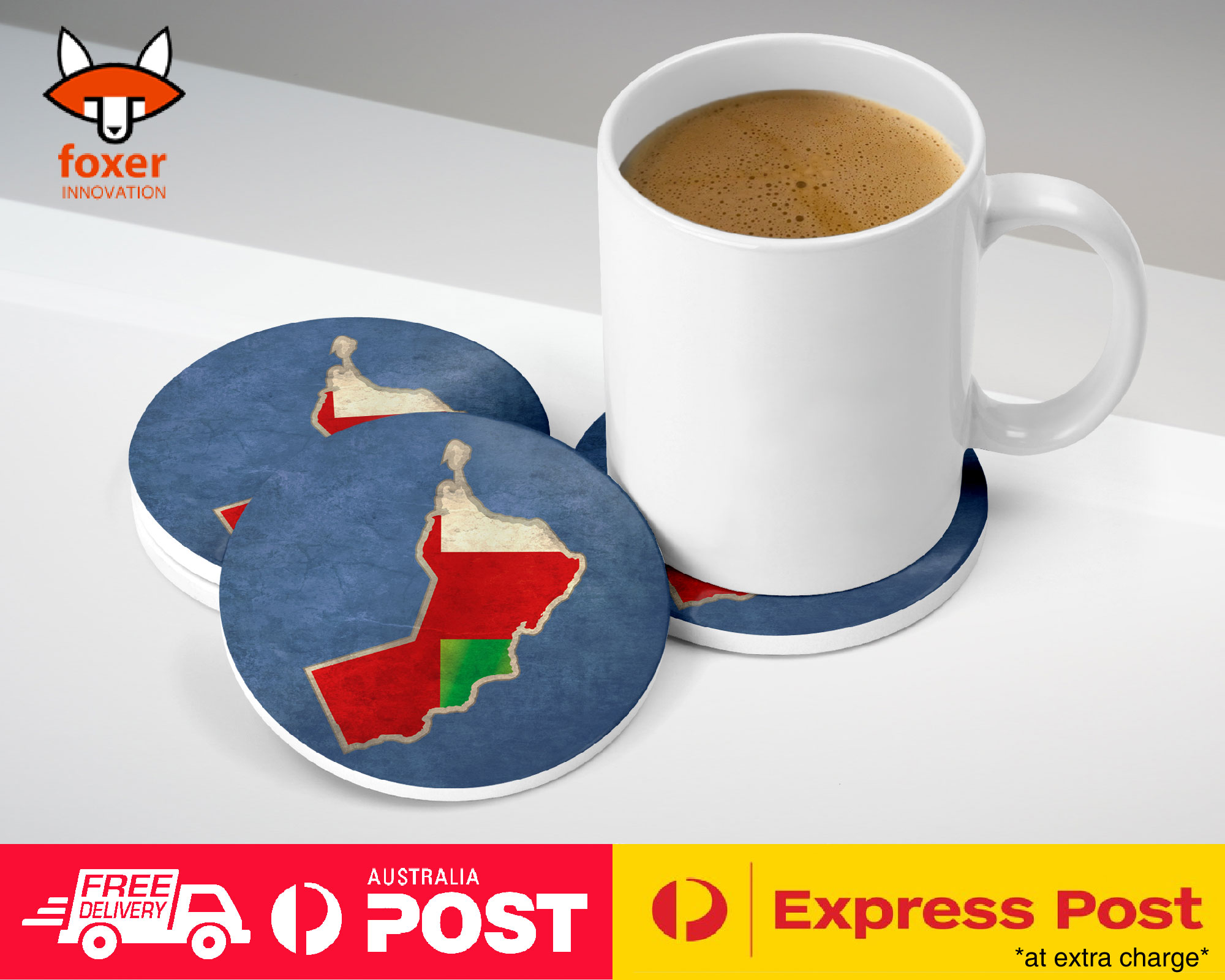 COASTER COFFEE DRINKING MAT|OMAN NATIONAL COUNTRY FLAG - Picture 10 of 21