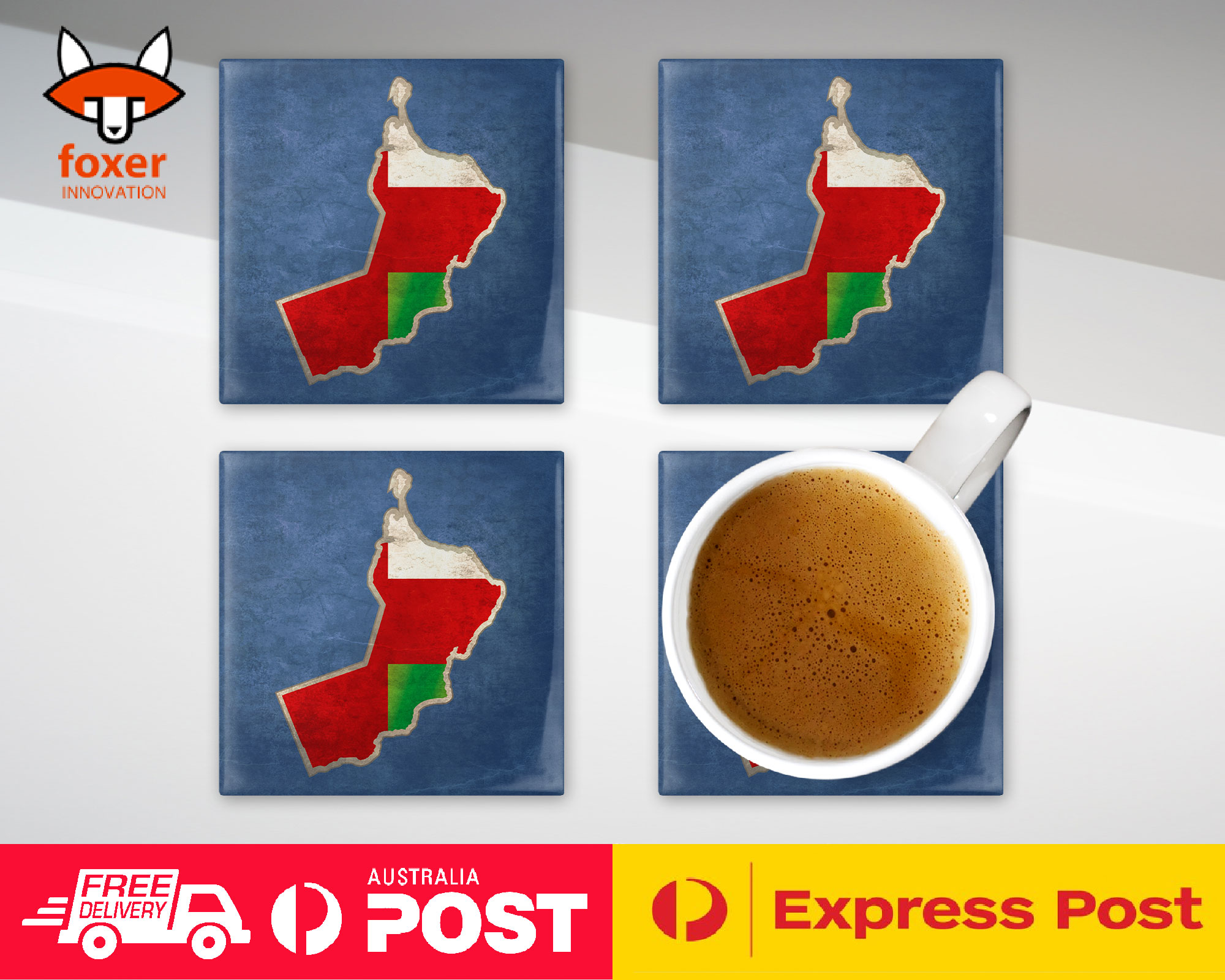 COASTER COFFEE DRINKING MAT|OMAN NATIONAL COUNTRY FLAG - Picture 19 of 21