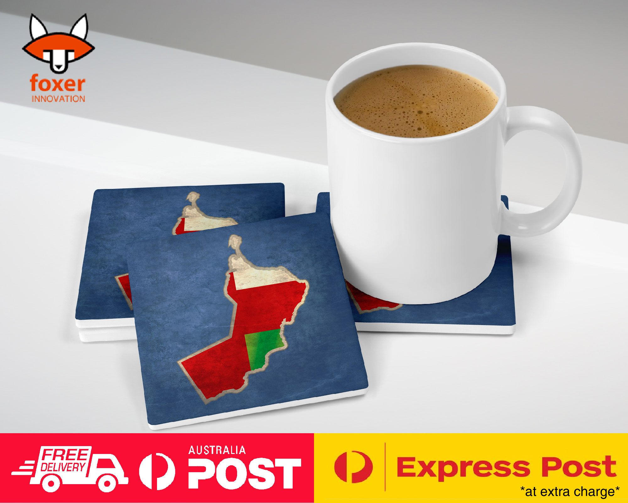 COASTER COFFEE DRINKING MAT|OMAN NATIONAL COUNTRY FLAG - Picture 20 of 21
