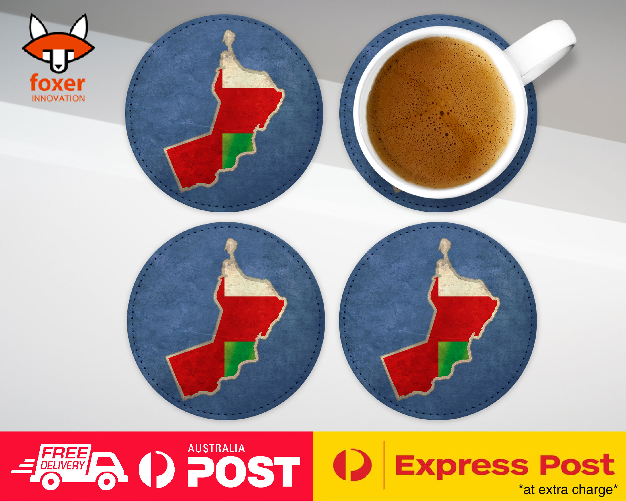 COASTER COFFEE DRINKING MAT|OMAN NATIONAL COUNTRY FLAG - Picture 6 of 21