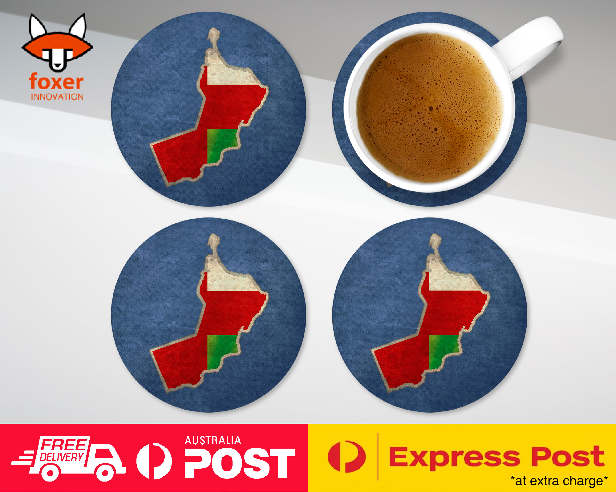 COASTER COFFEE DRINKING MAT|OMAN NATIONAL COUNTRY FLAG - Picture 3 of 21