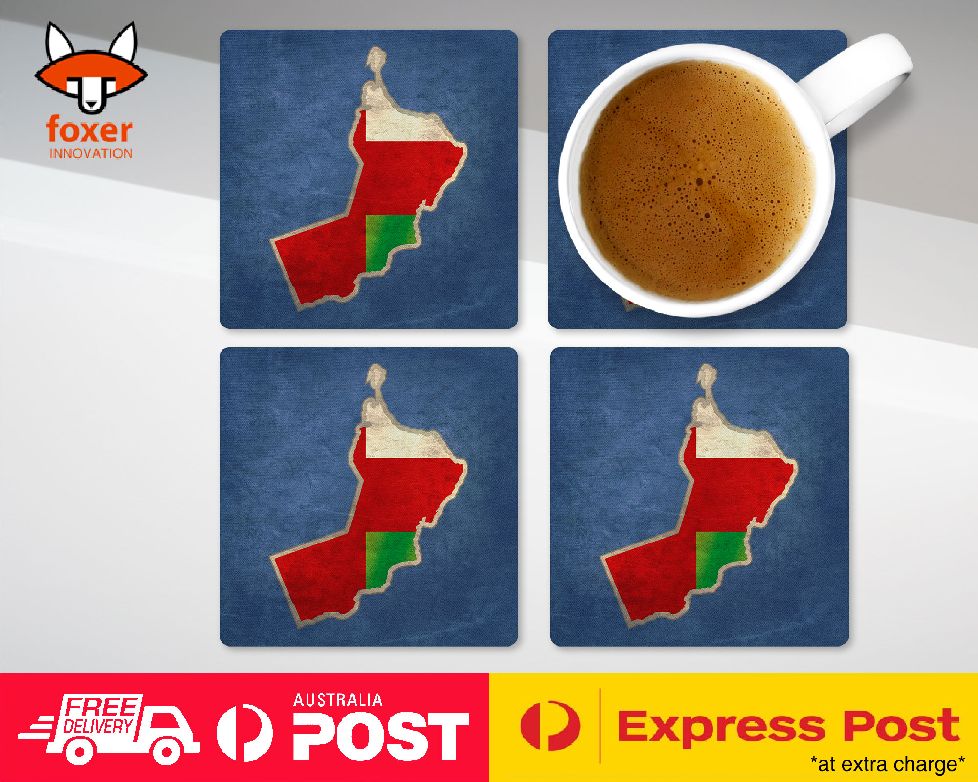 COASTER COFFEE DRINKING MAT|OMAN NATIONAL COUNTRY FLAG - Picture 13 of 21
